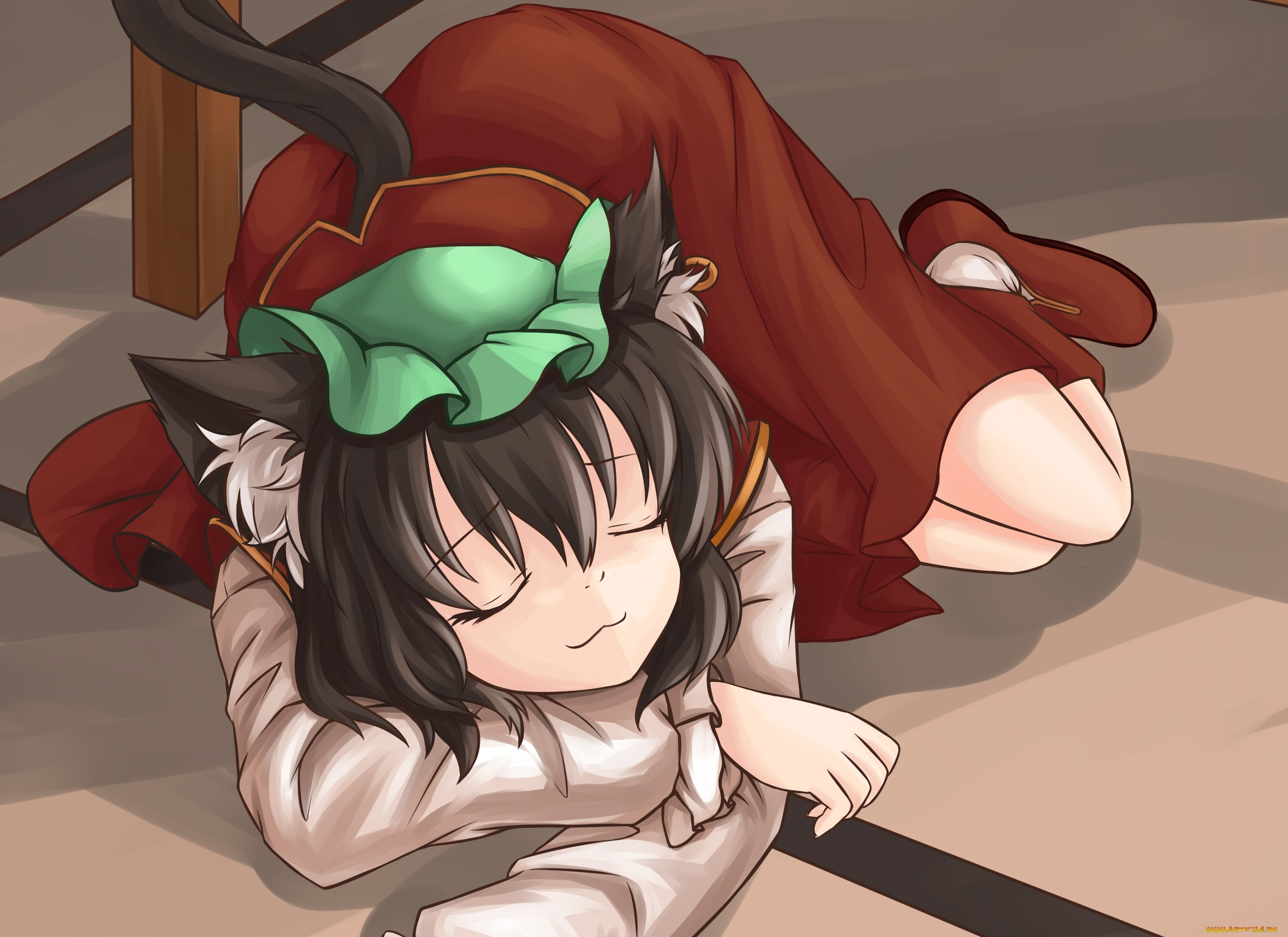 аниме, touhou, девушка, взгляд, фон