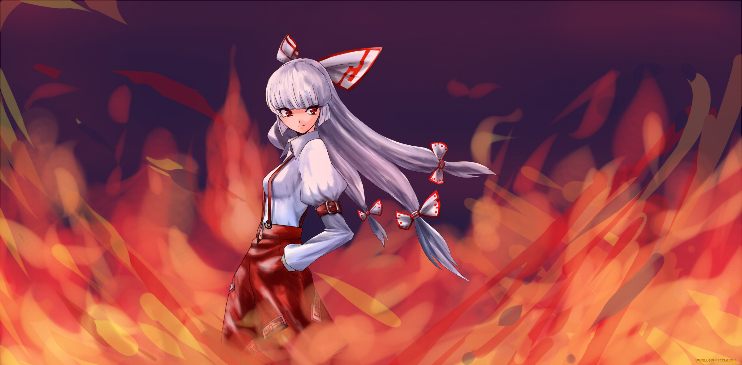 аниме, touhou, девушка, взгляд, фон