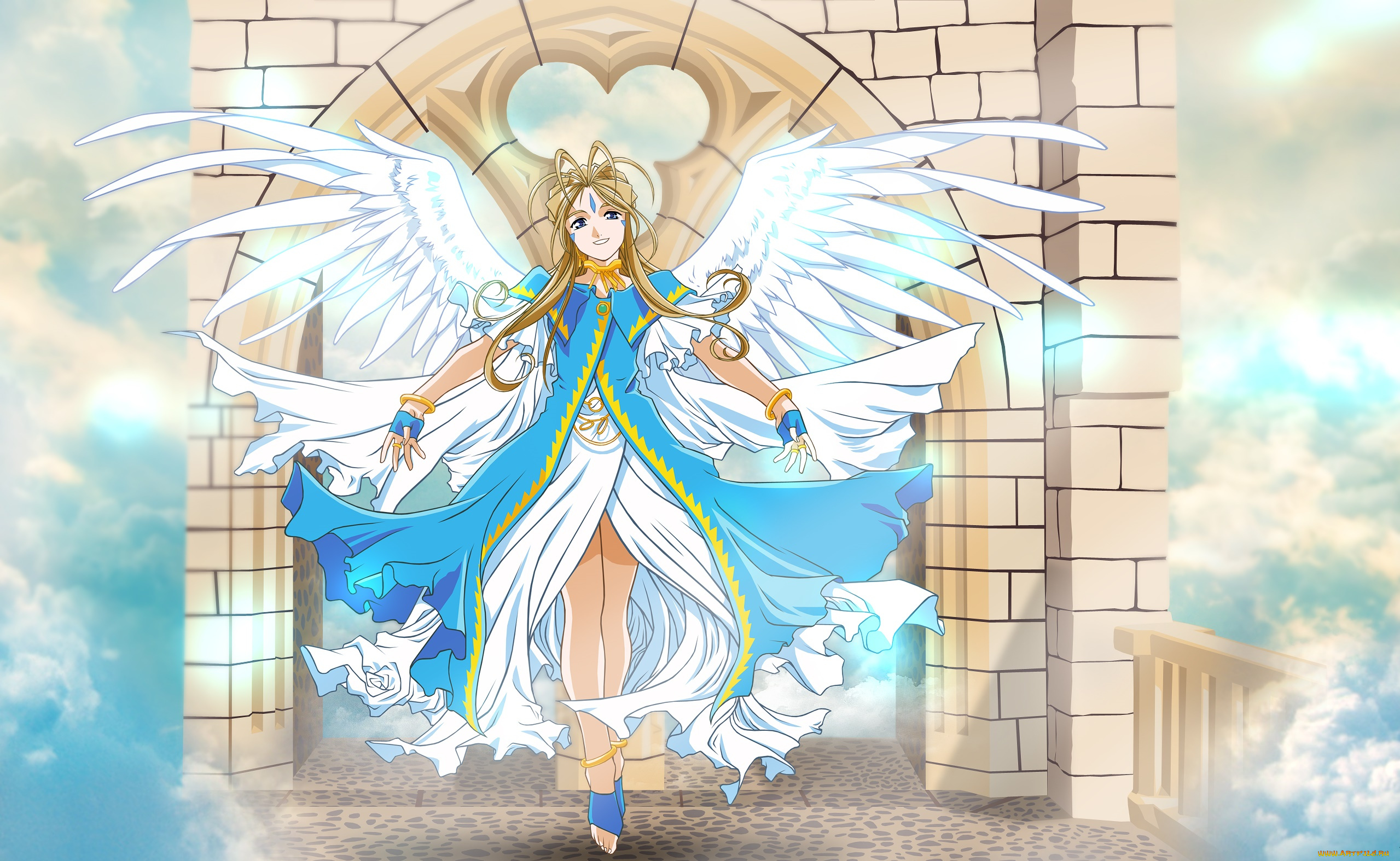 аниме, ah, , my, goddess, девушка, взгляд, фон