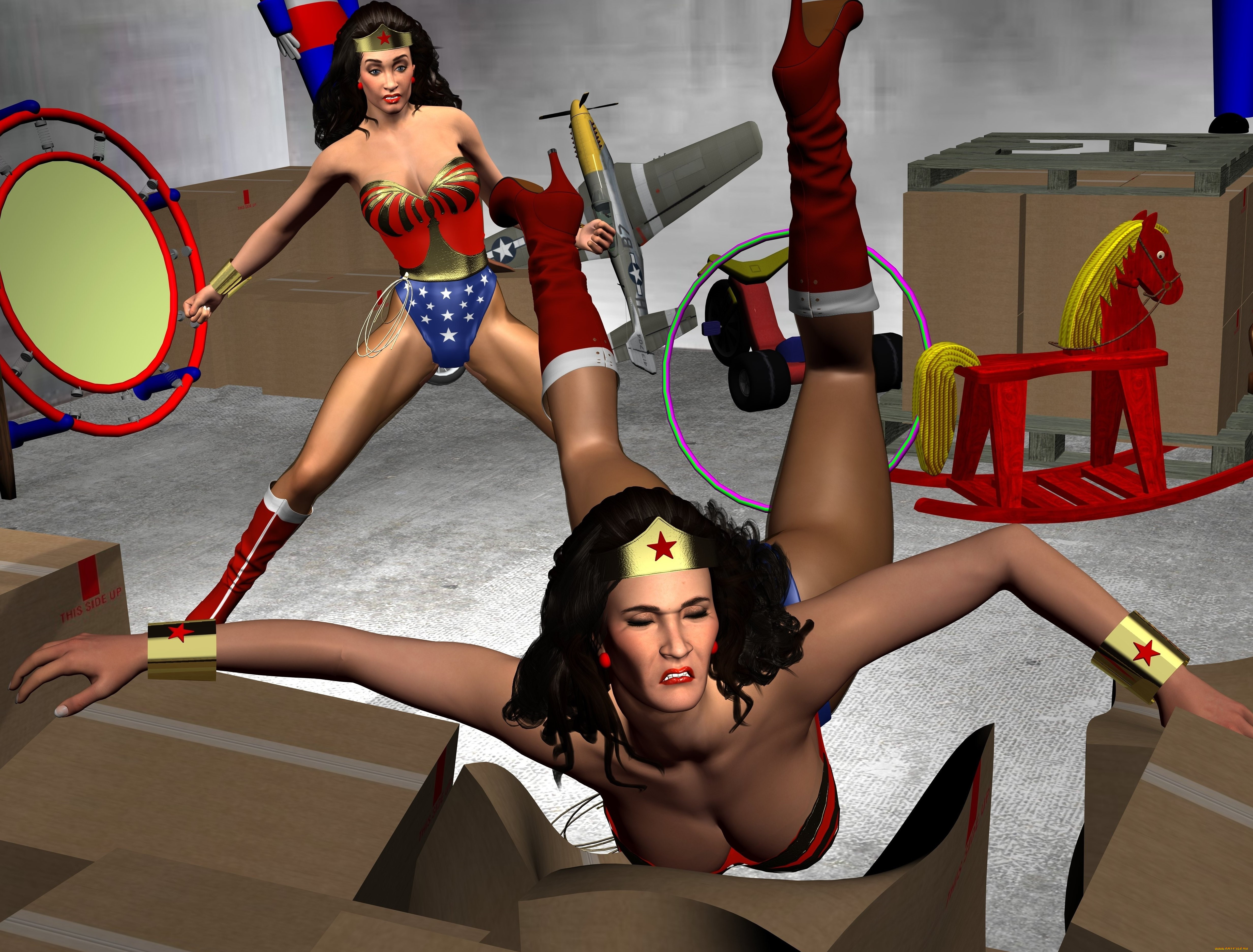 3д, графика, фантазия, , fantasy, фон, драка, взгляд, девушки