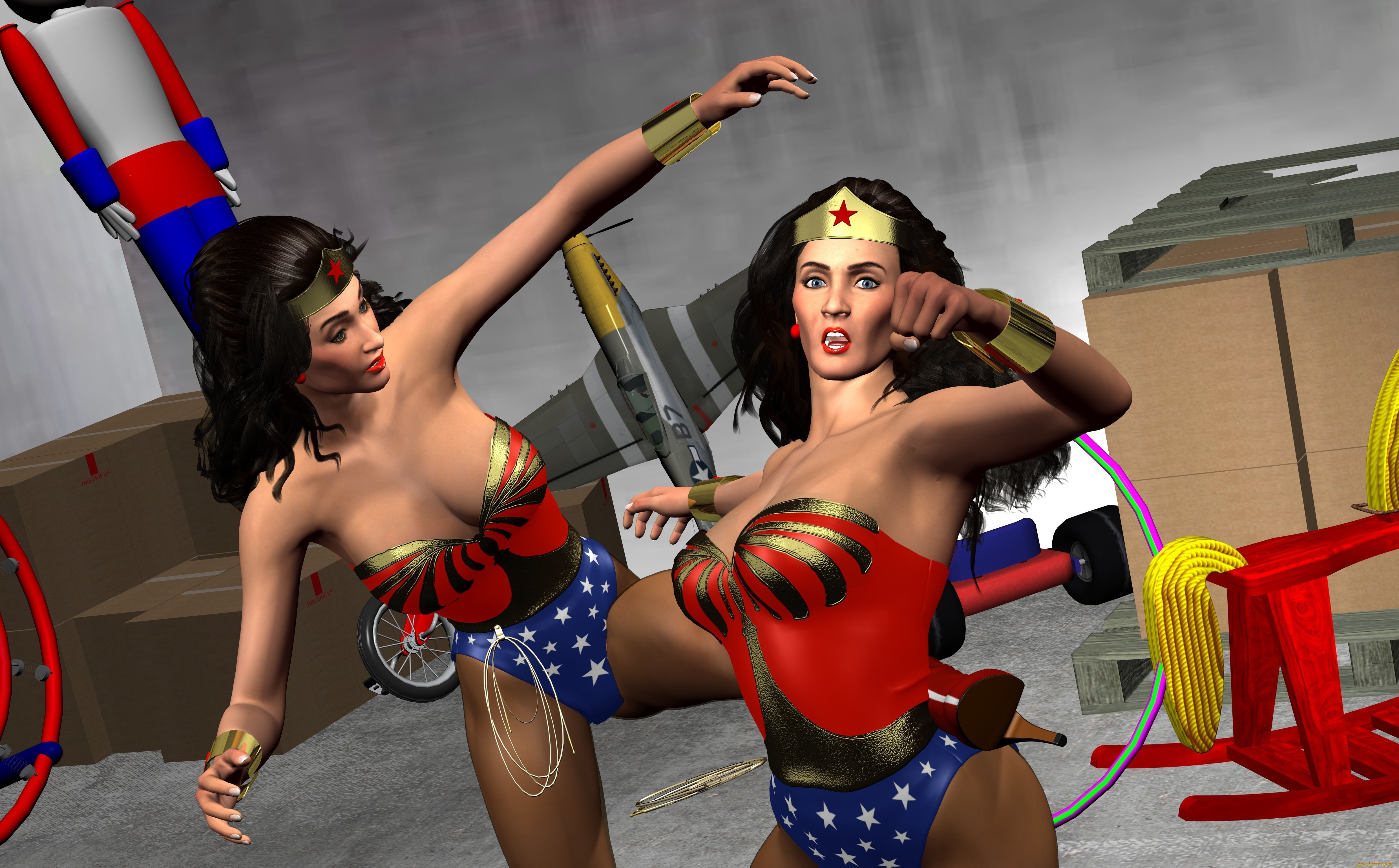 3д, графика, фантазия, , fantasy, драка, фон, взгляд, девушки