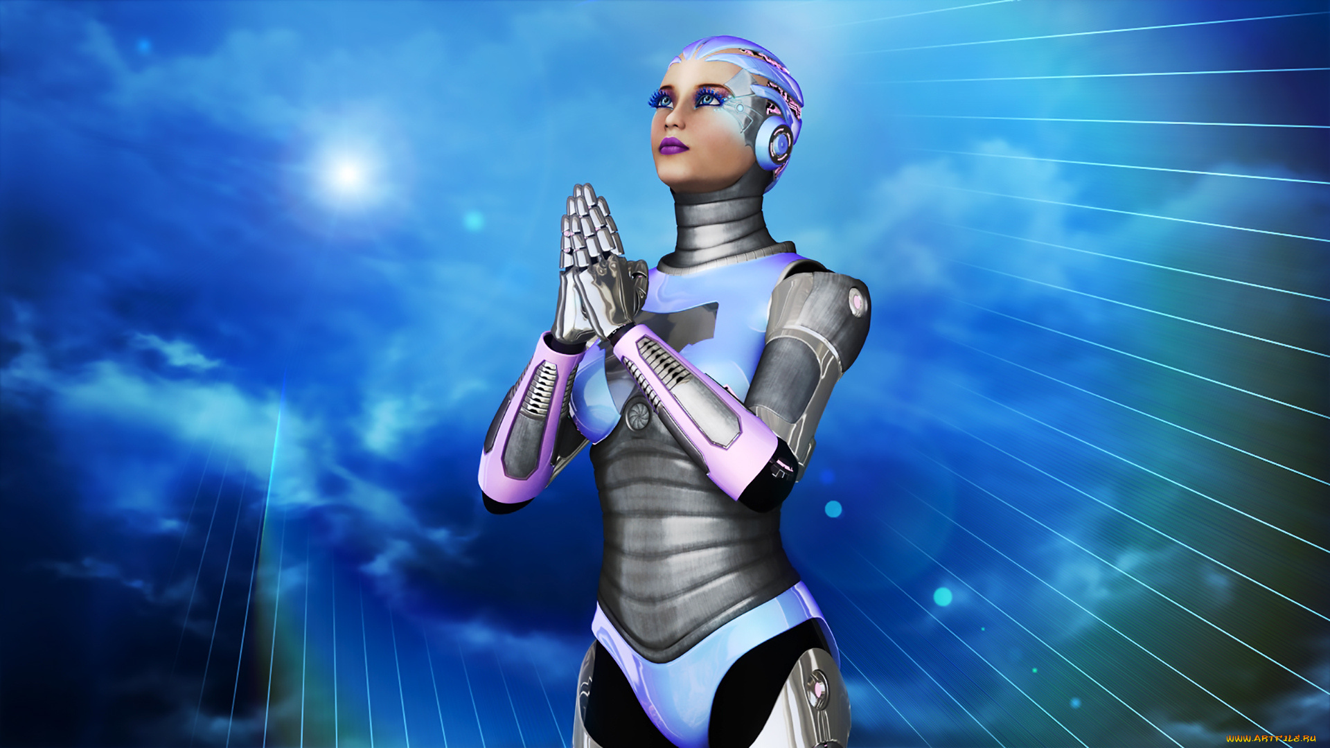 3д, графика, фантазия, , fantasy, фон, взгляд, девушка