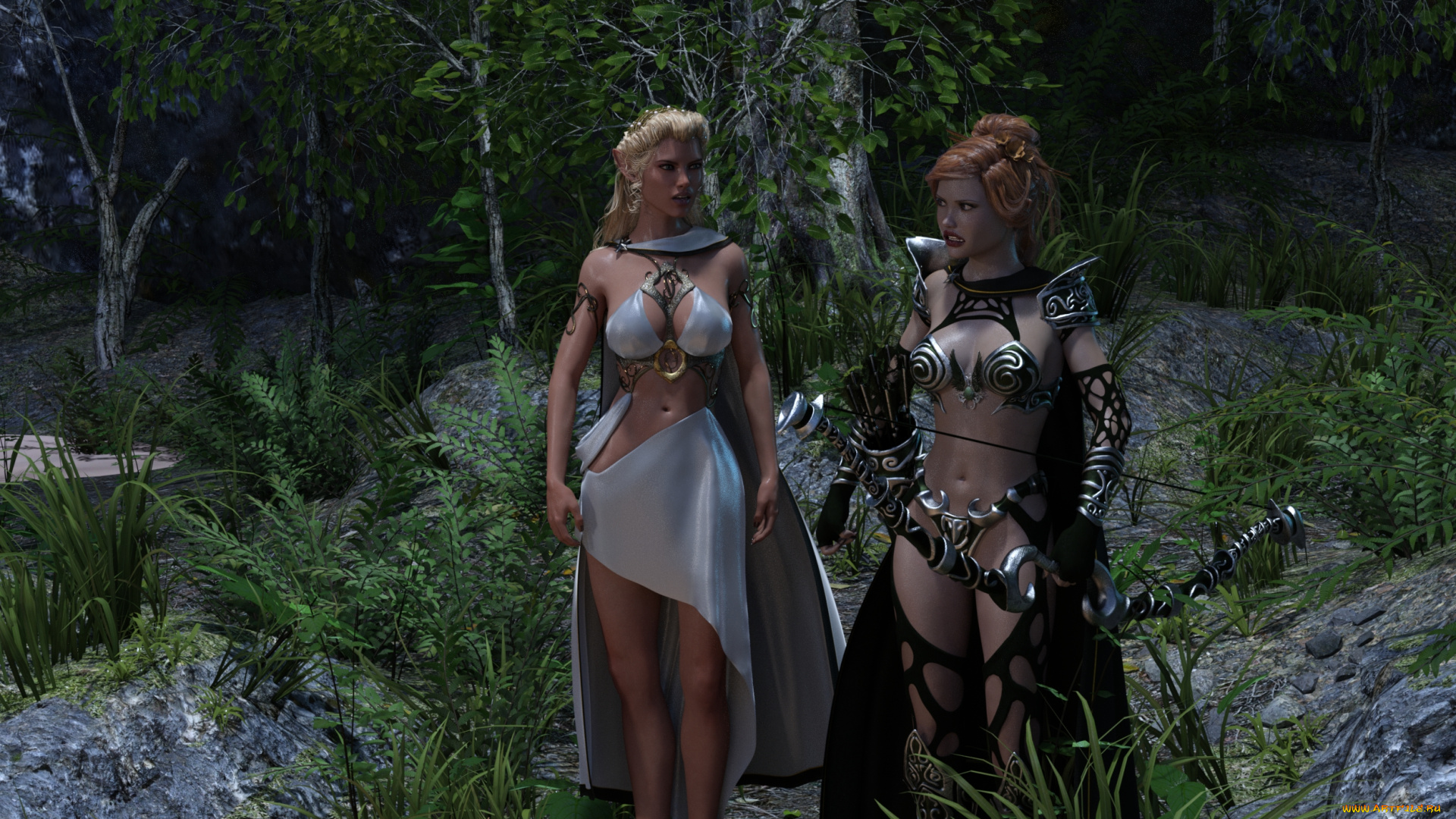 3д, графика, фантазия, , fantasy, фон, взгляд, девушки