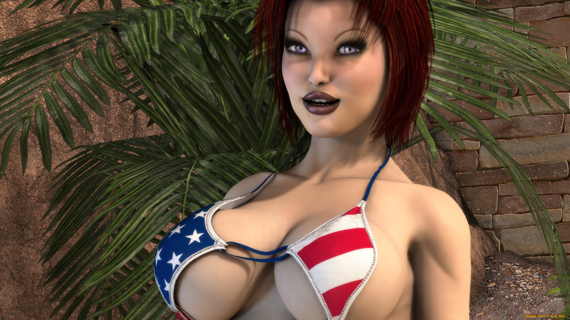 3д, графика, люди, , people, купальник, взгляд, фон, девушка