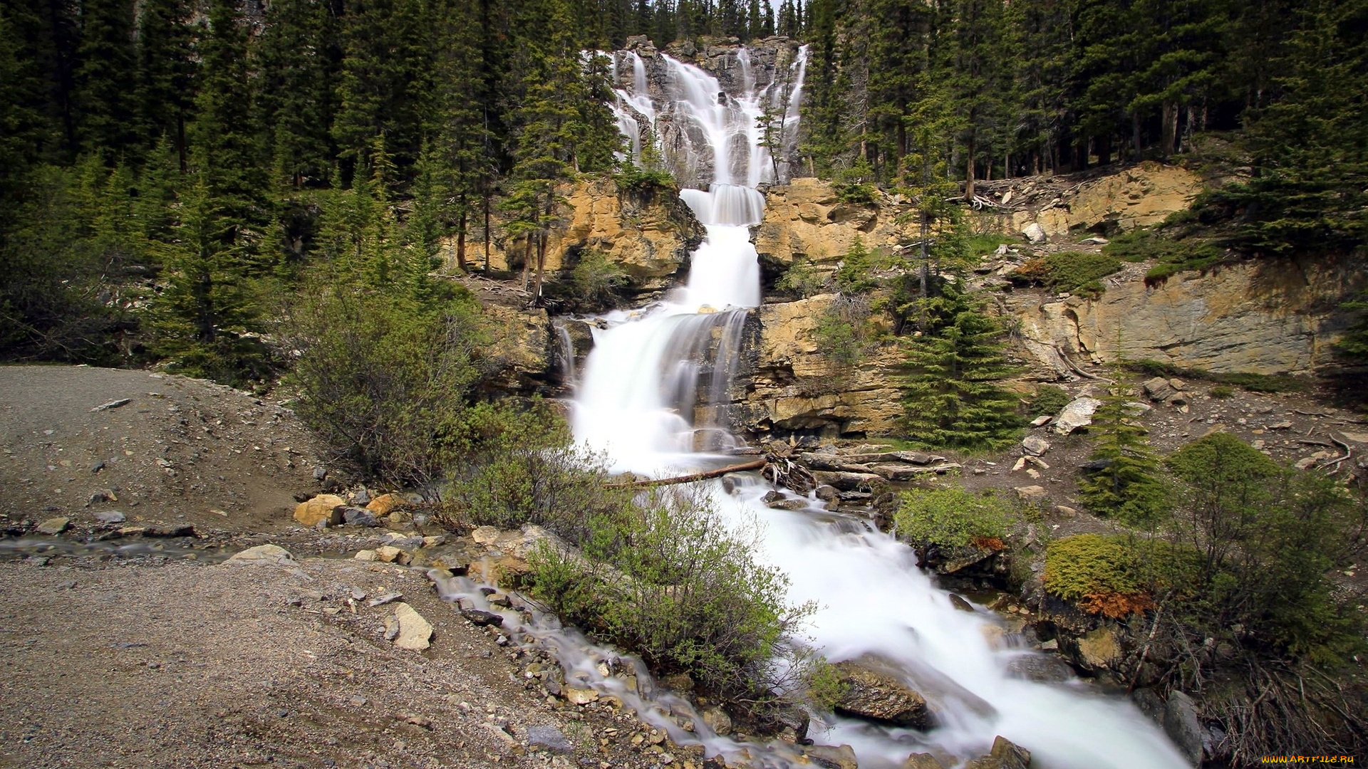 природа, водопады, поток