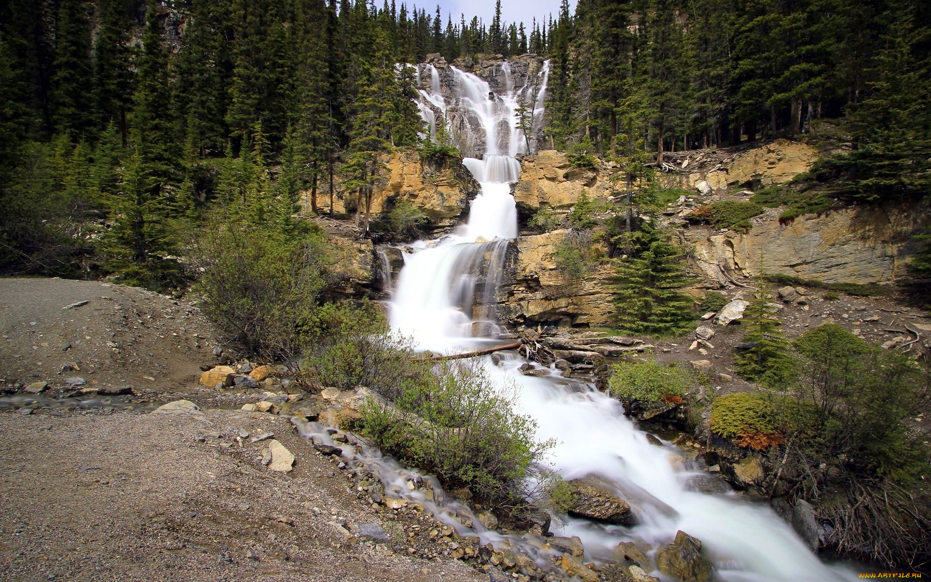 природа, водопады, поток