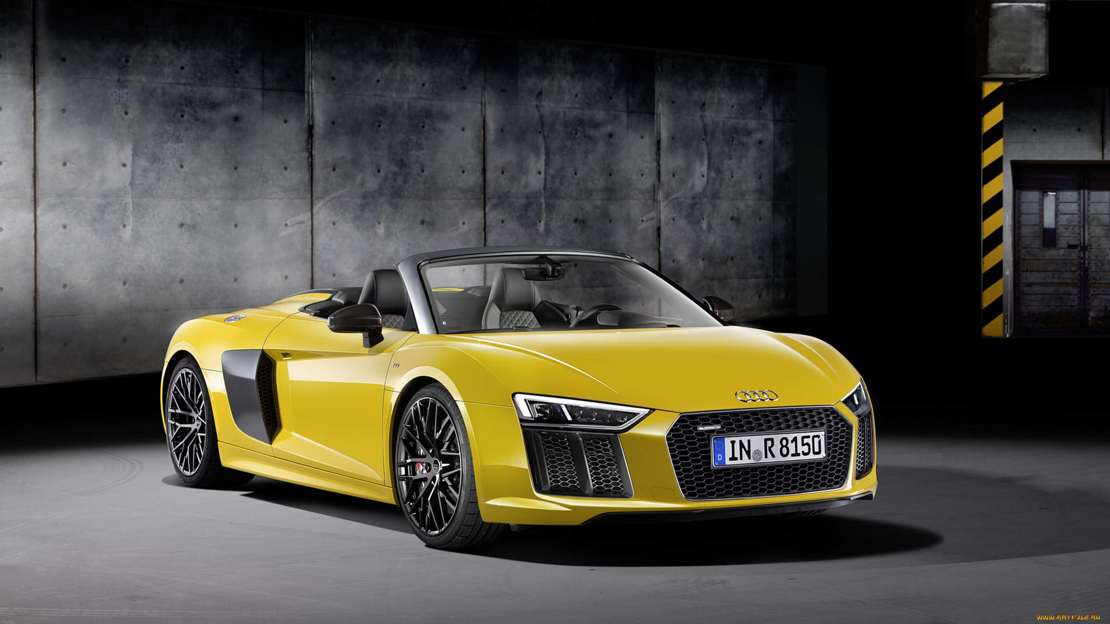 audi, r8, v10, spyder, 2017, автомобили, audi, v10, r8, жёлтый, 2017, spyder
