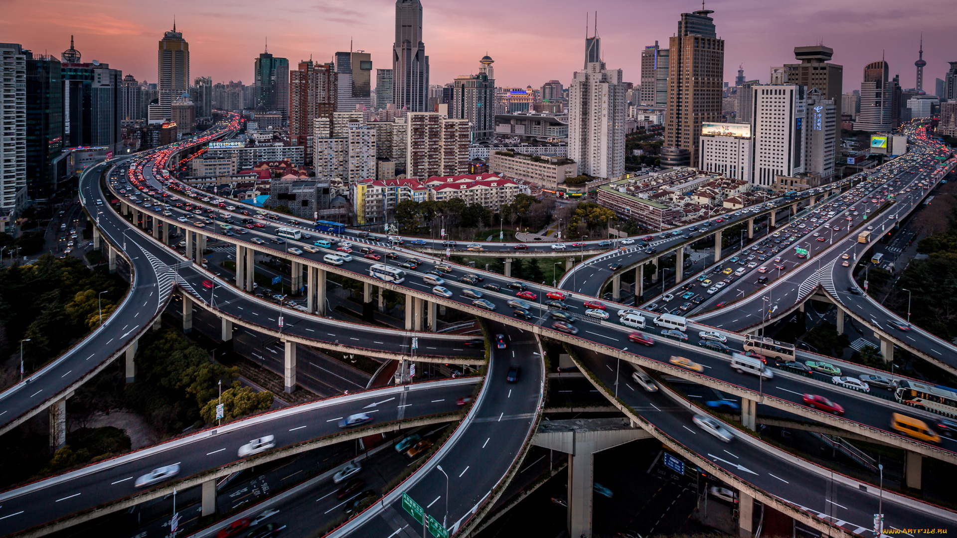 шанхай, китай, города, шанхай, , азия, город, трасса, дорожные, развязки