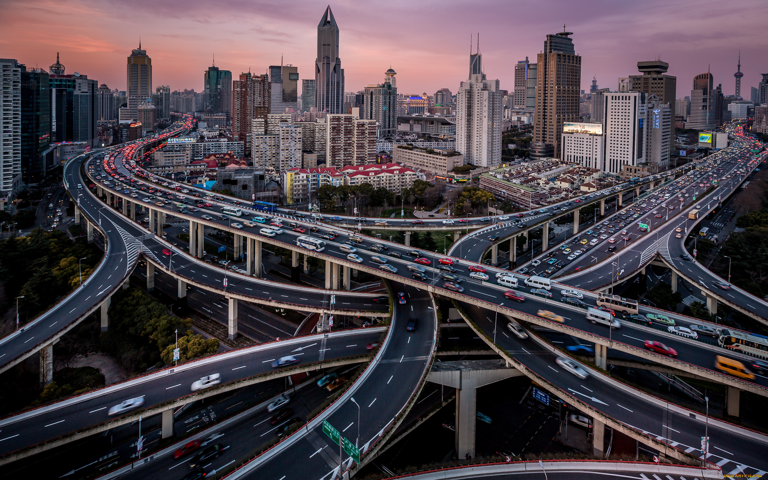 шанхай, китай, города, шанхай, , азия, город, трасса, дорожные, развязки