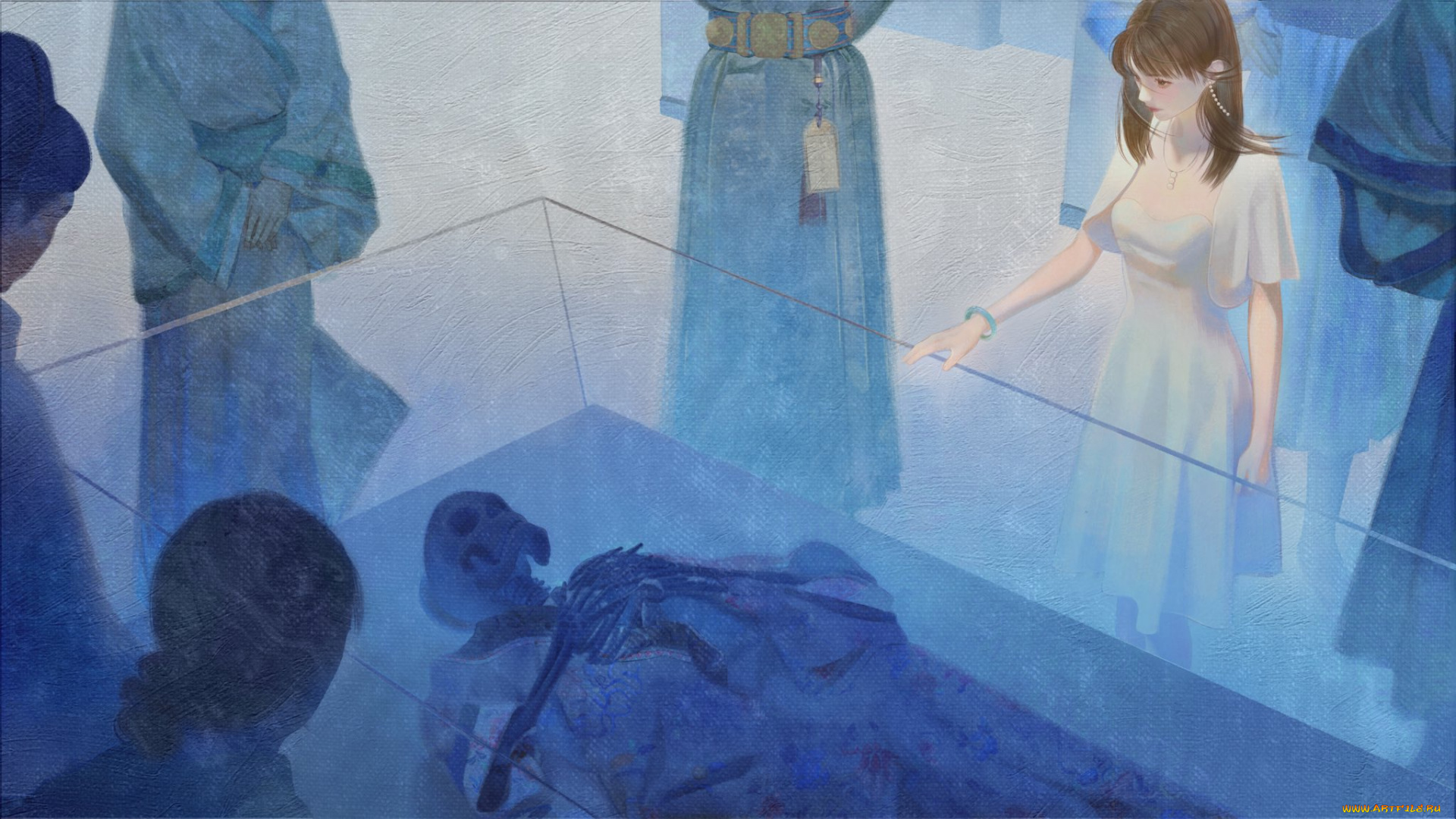 рисованное, люди, саркофаг, скелет