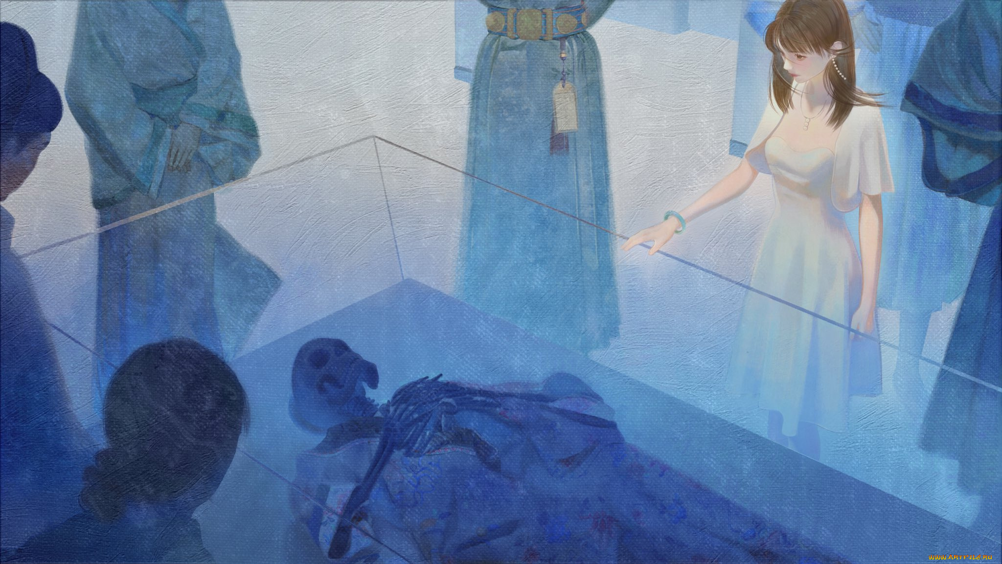 рисованное, люди, саркофаг, скелет