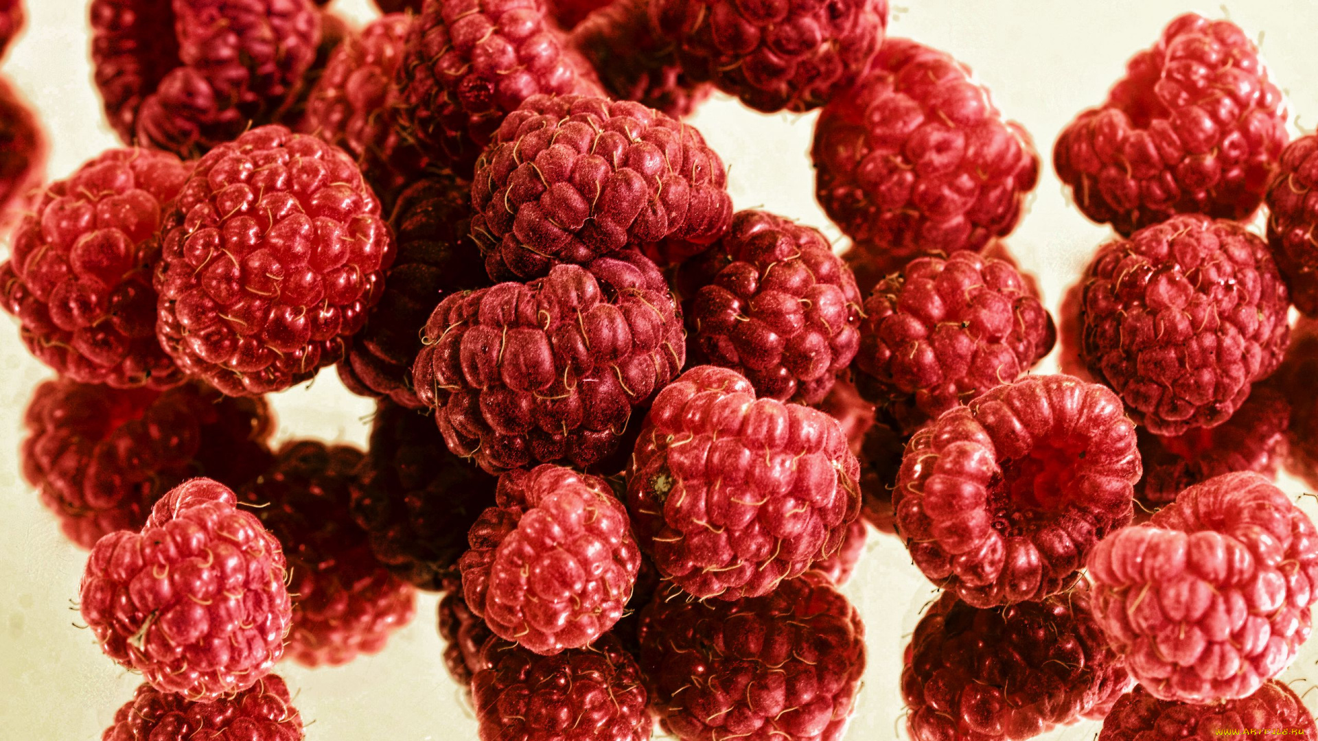 еда, малина, ягоды, спелая, отражение