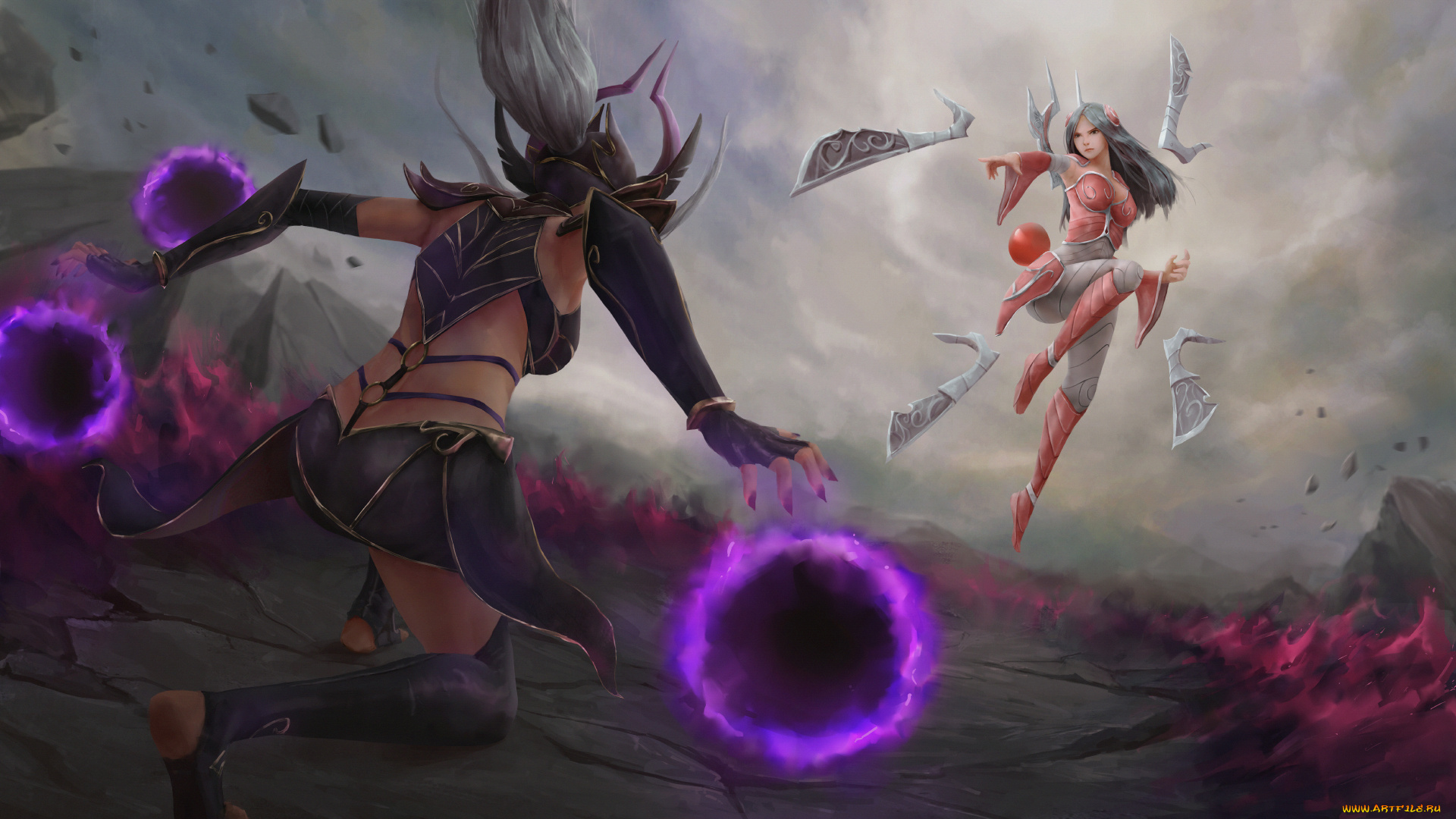 league, of, legends, 3д, графика, фантазия, , fantasy, девушки, фон, бой, униформа, магия, нож, syndra