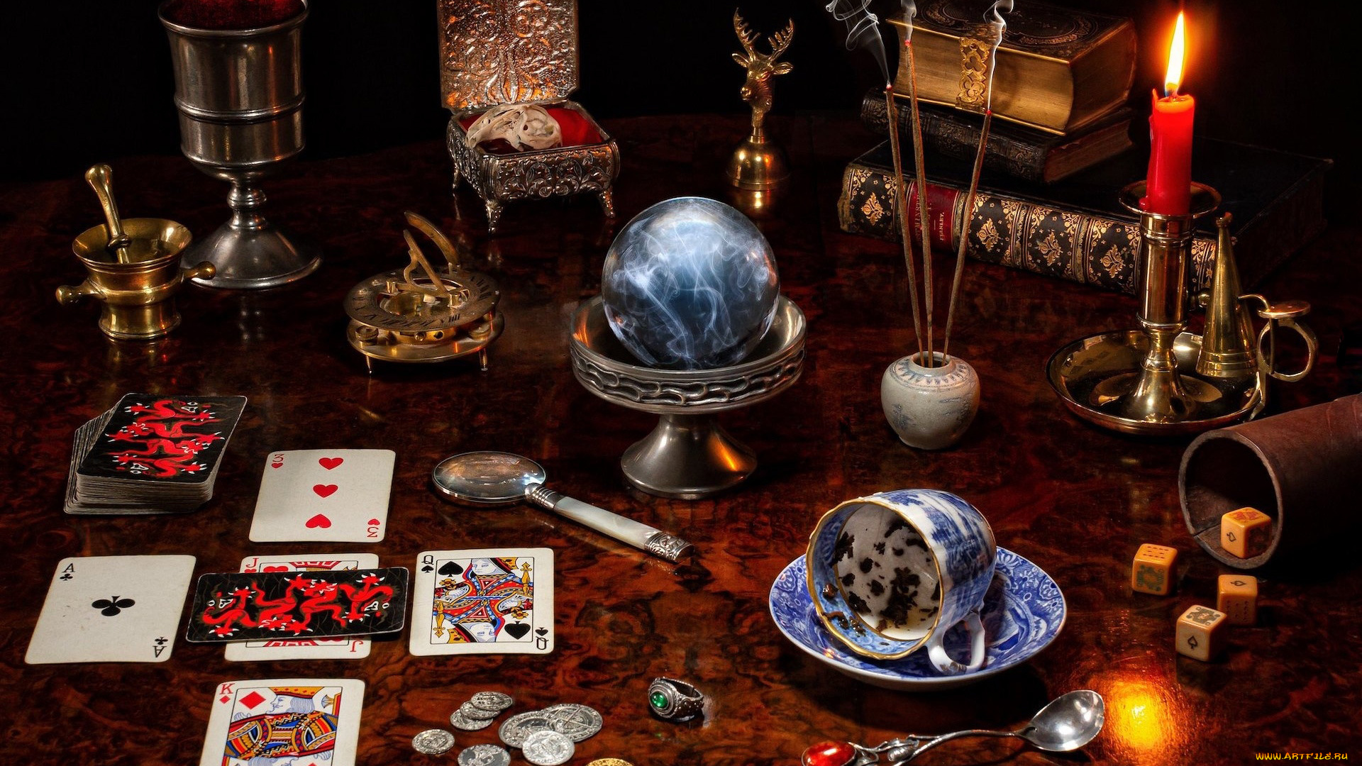 разное, -, другое, свеча, карты, книги, лупа, гадание