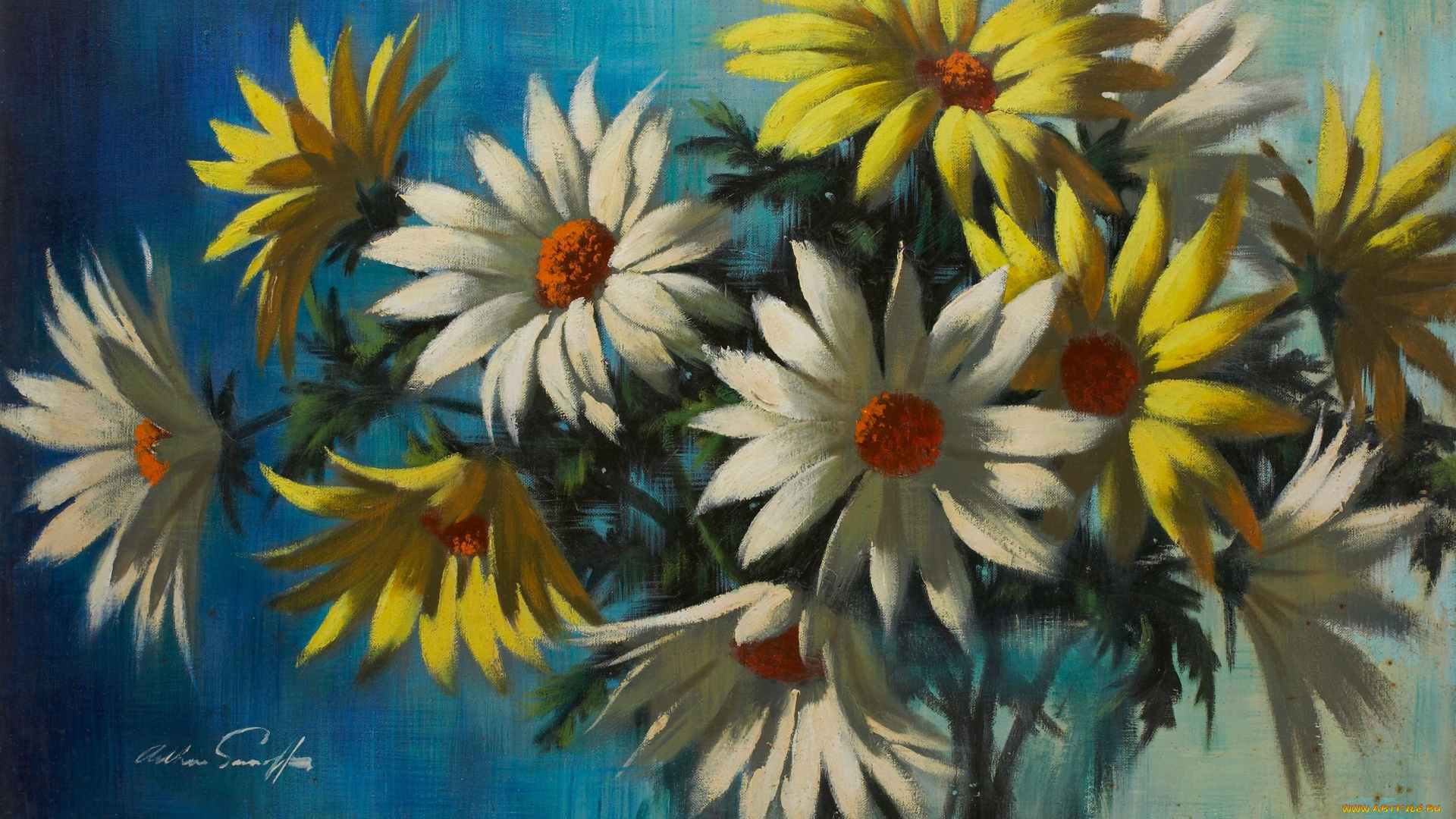 arthur, saron, sarnoff, рисованные, цветы