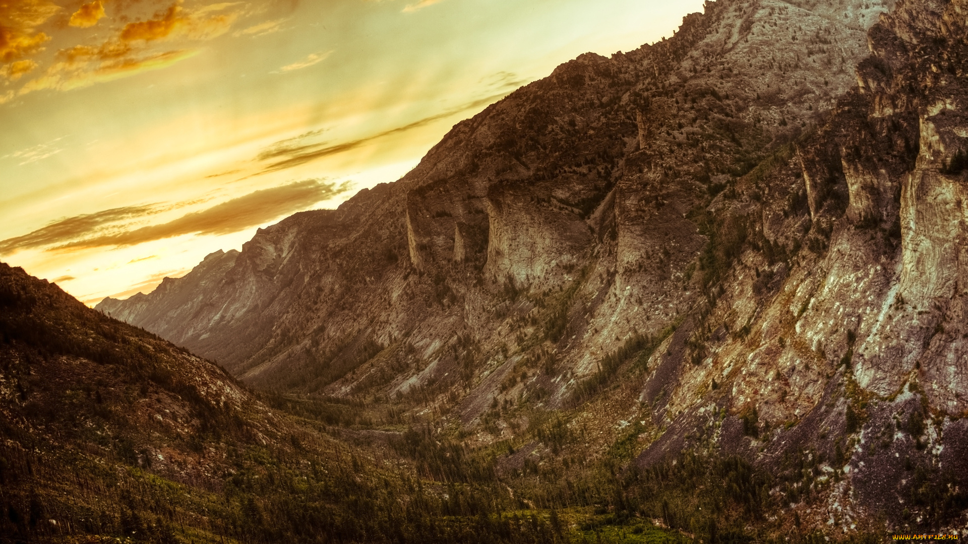 природа, горы, montana, каньон, закат, монтана