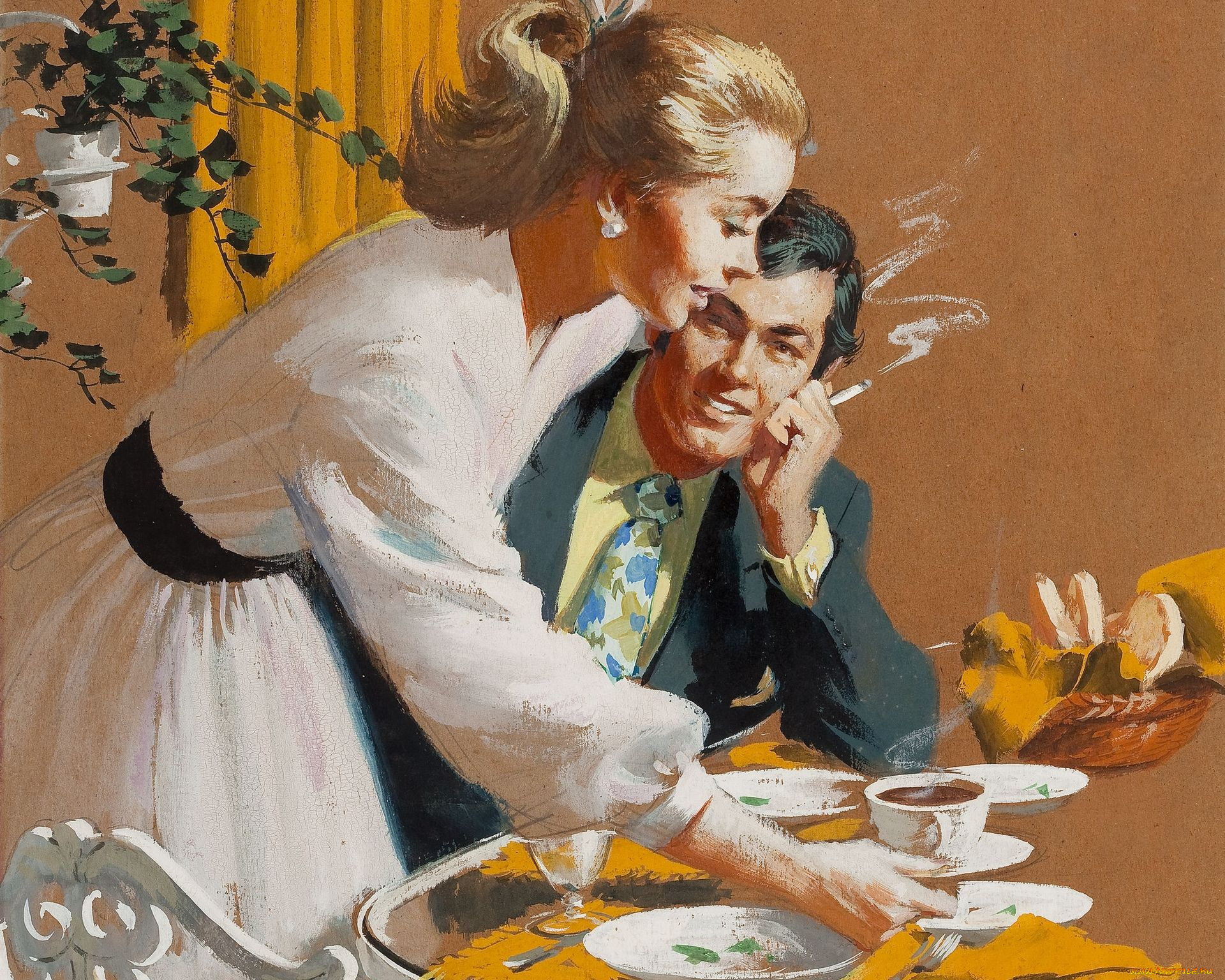 arthur, saron, sarnoff, рисованные, ситуация, женщина, мужчина