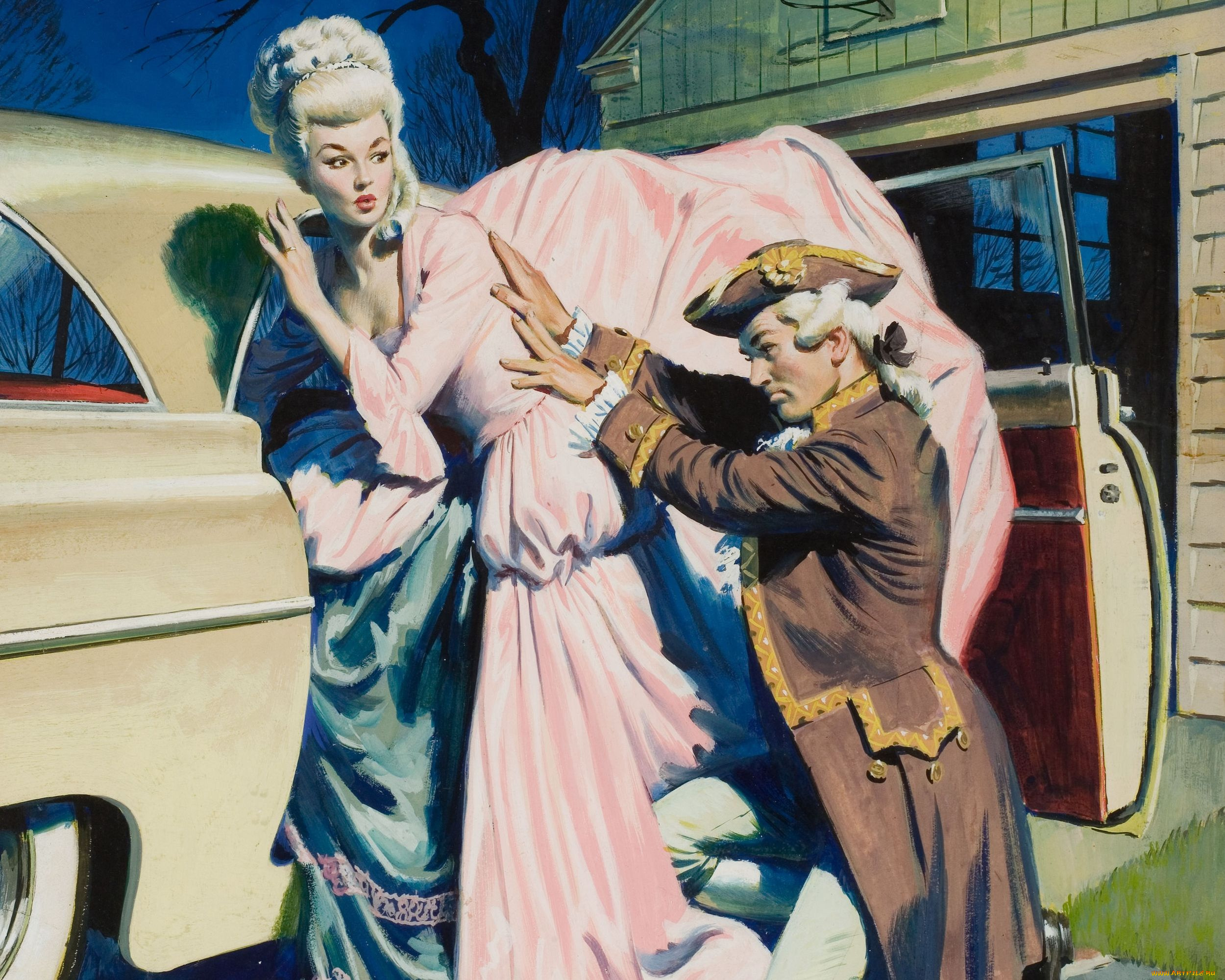 arthur, saron, sarnoff, рисованные, ситуация, мужчина, женщина