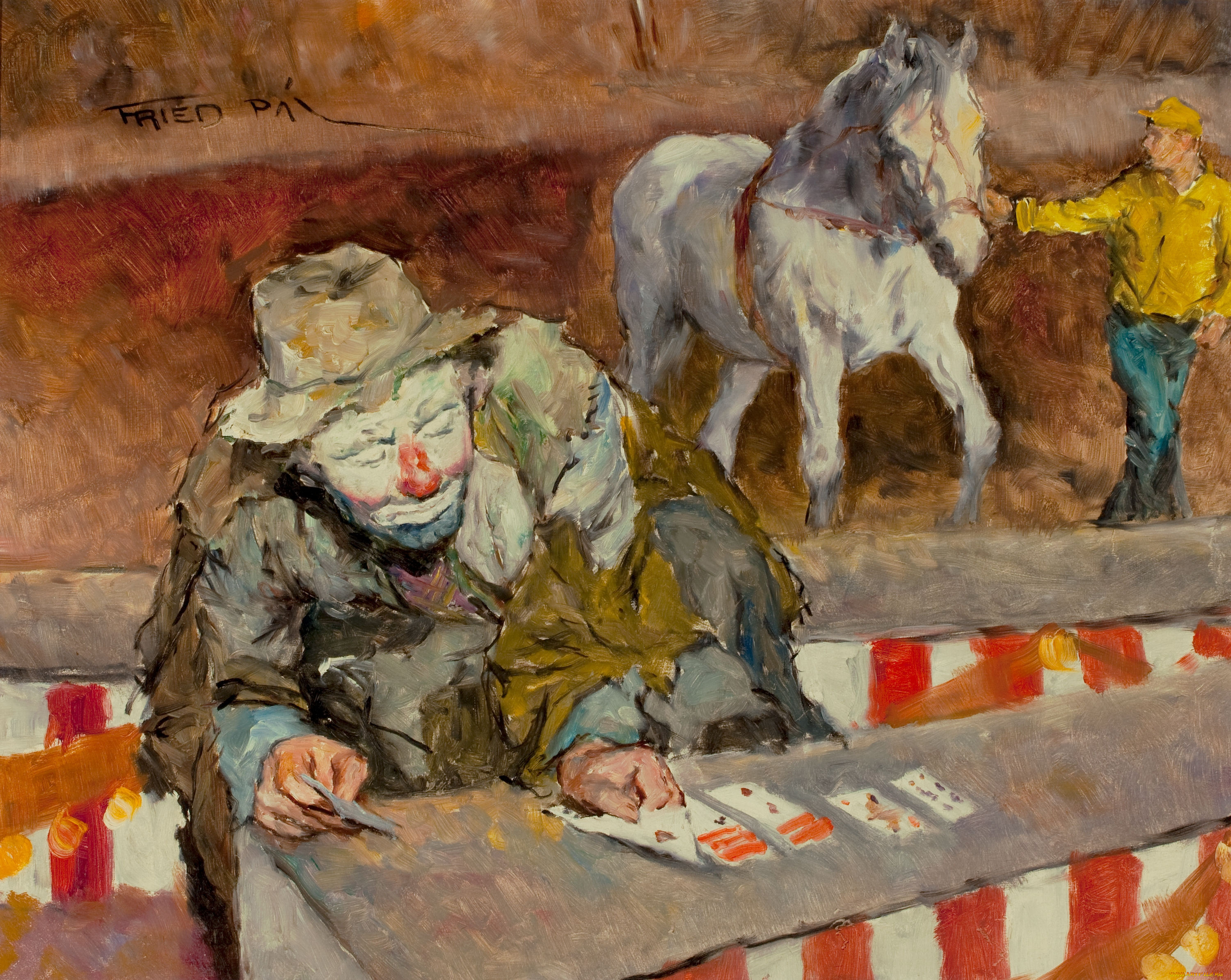 pal, fried, рисованные, цирк, клоун, лошадь