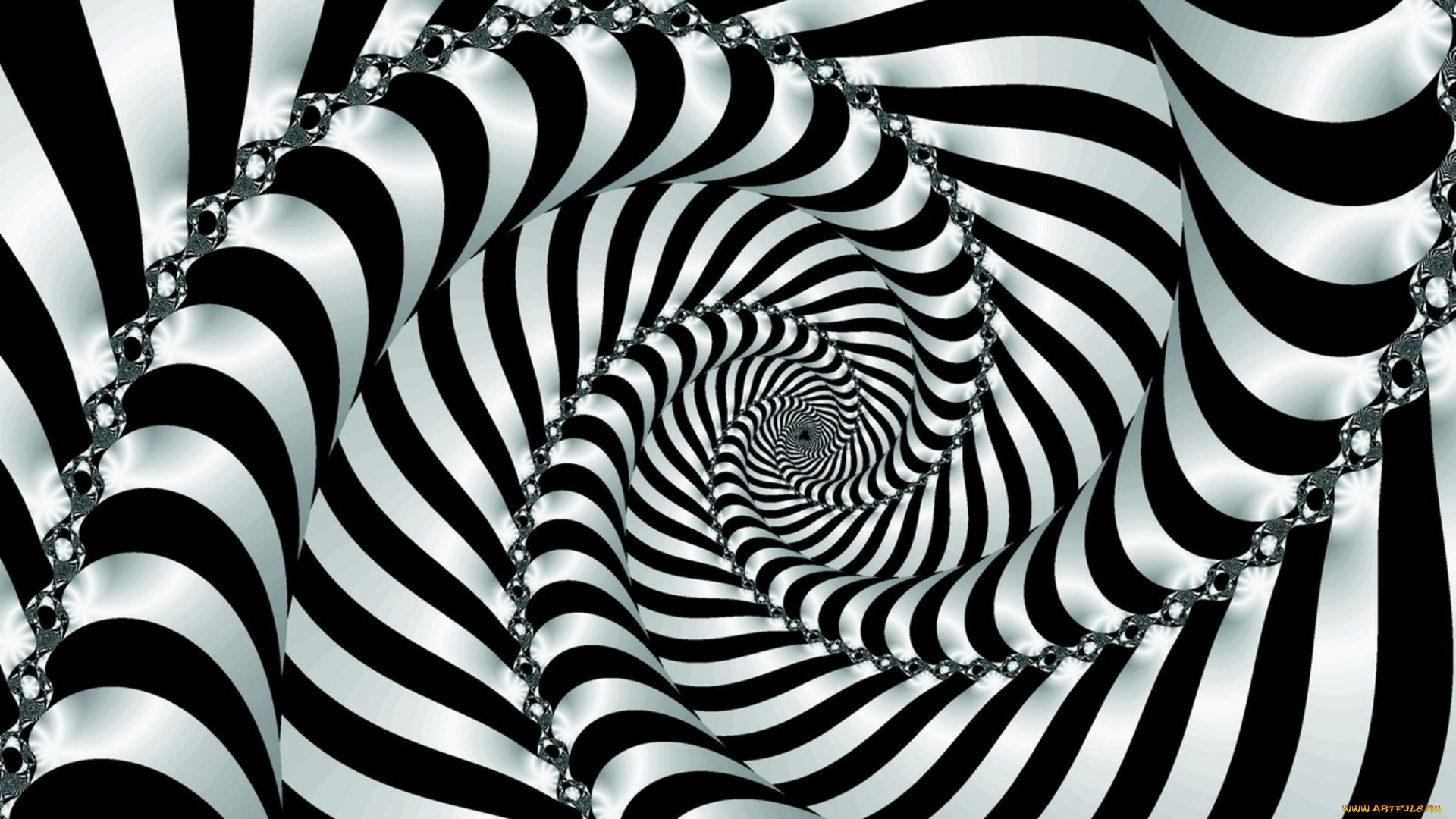 3д, графика, fractal, фракталы, чёрно, линии, спираль, белое