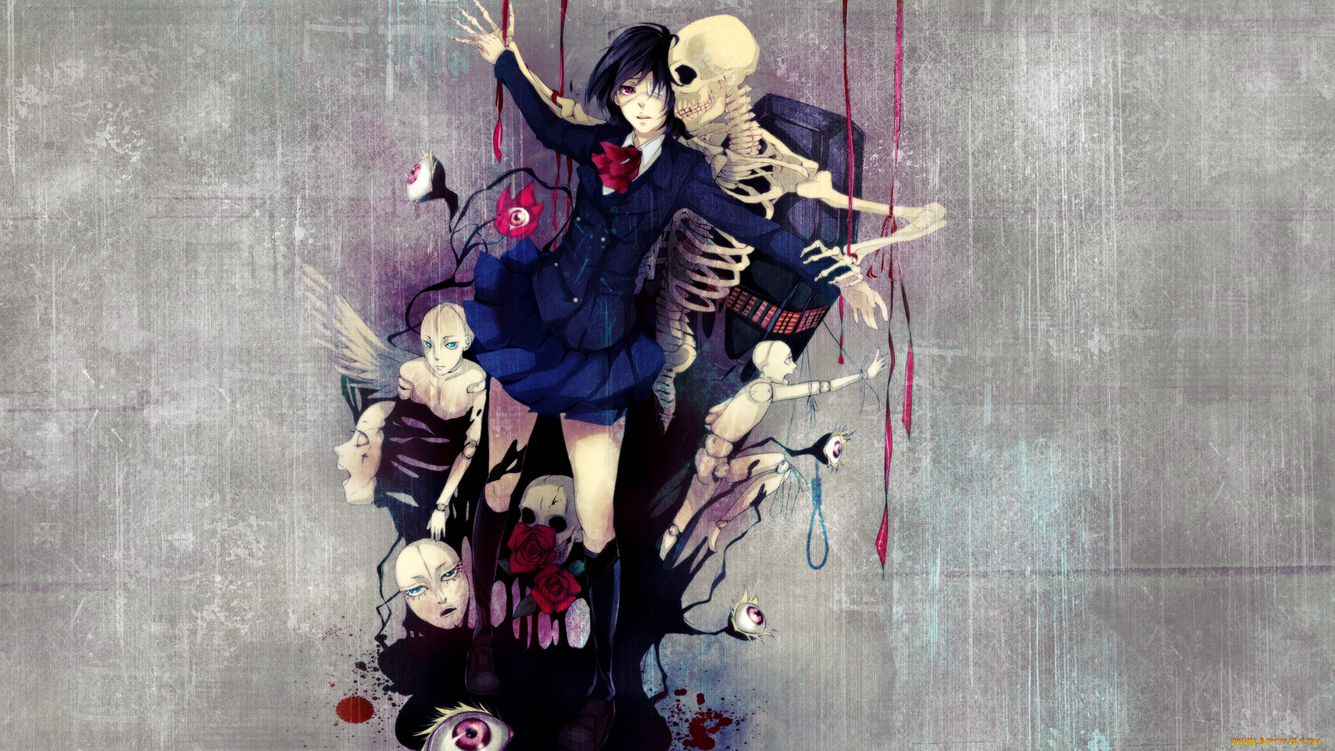 аниме, another, misaki, mei