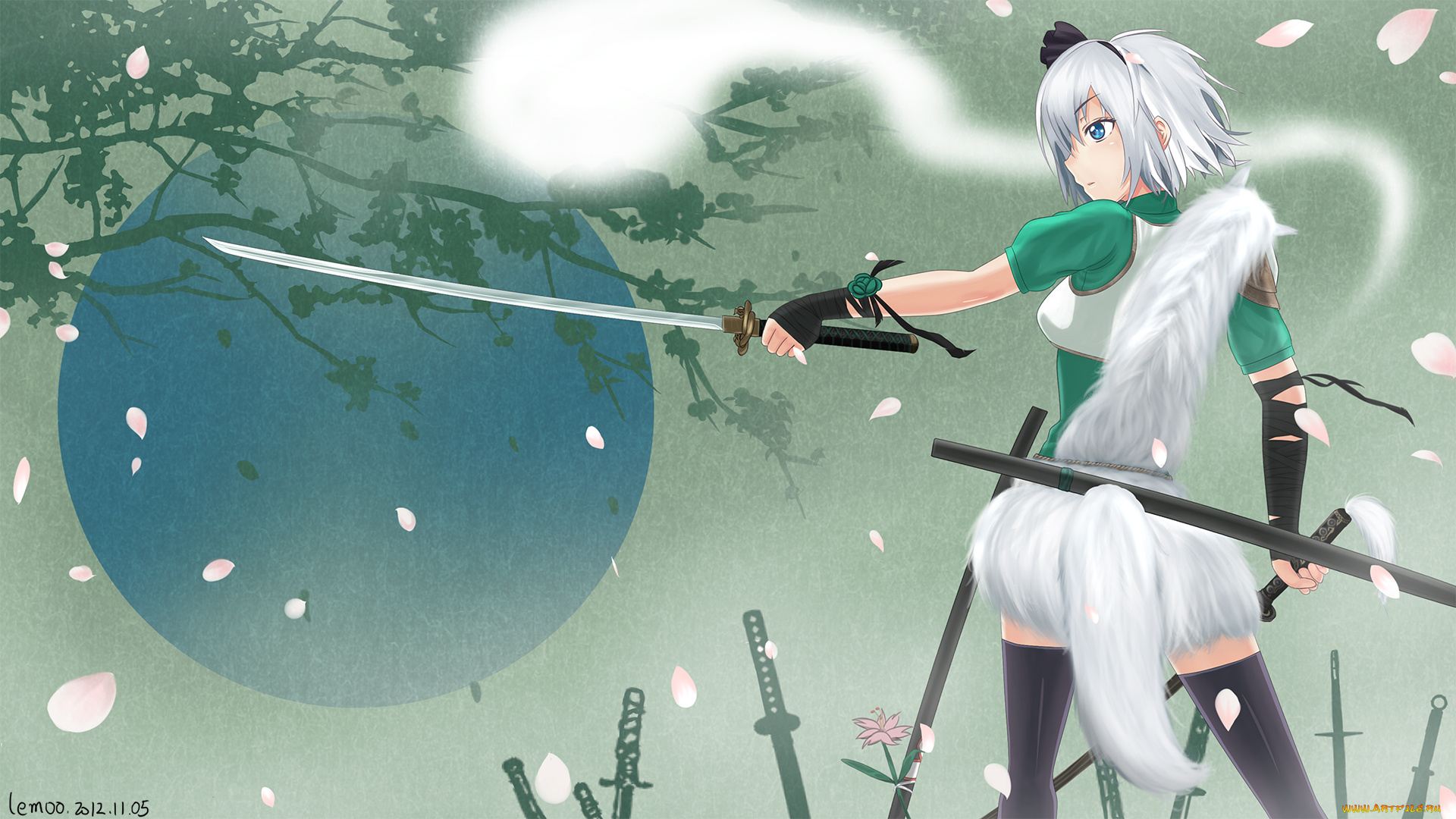 by, lemoo, аниме, touhou, konpaku, youmu