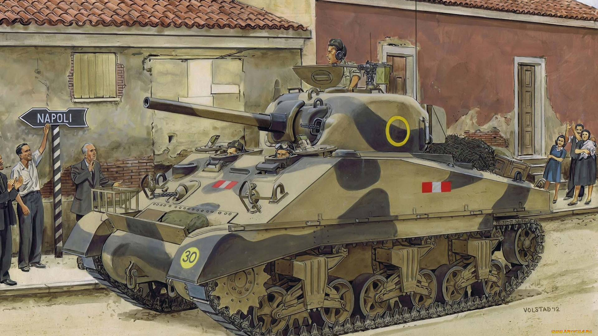 рисованные, армия, iii, sherman, британский, средний, танк