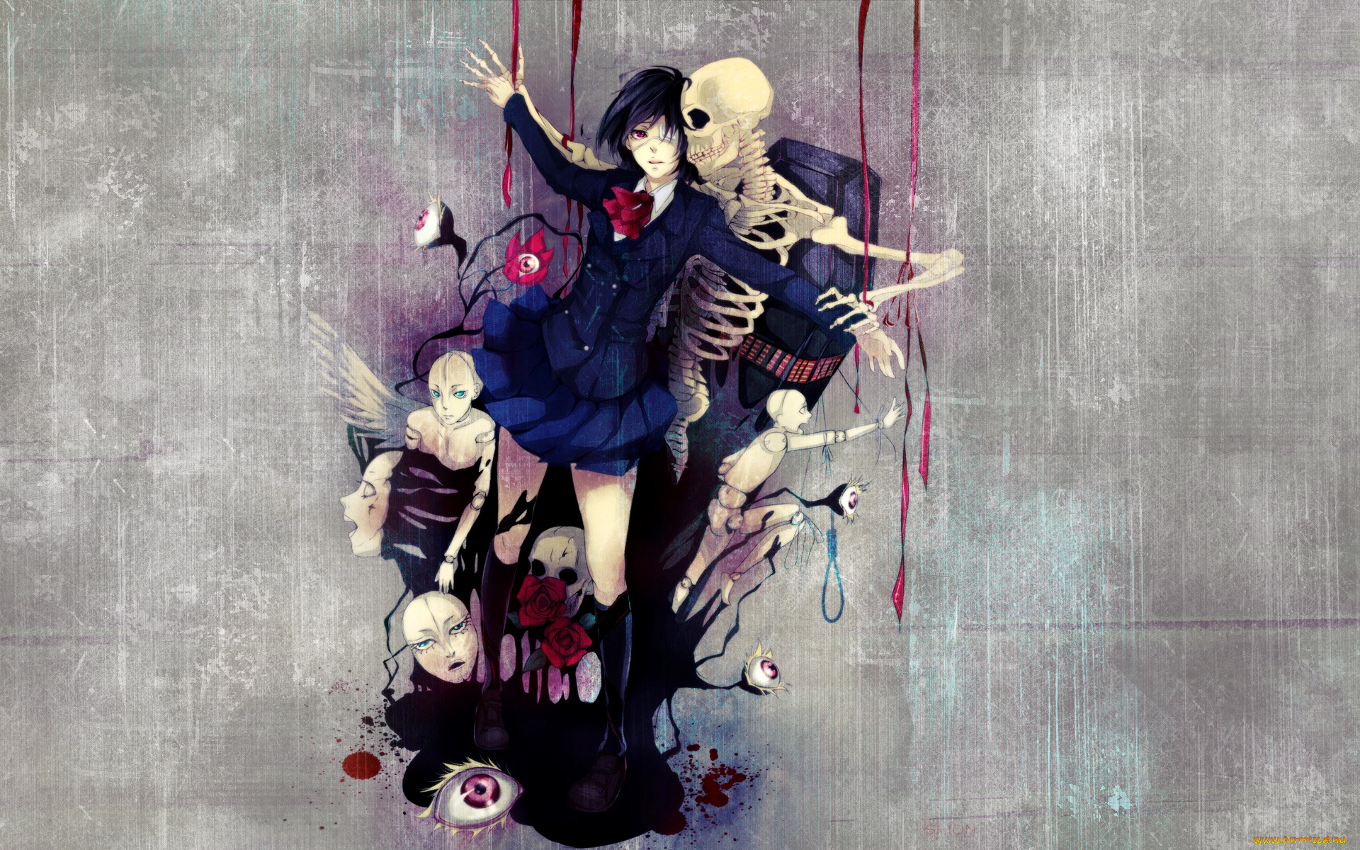 аниме, another, misaki, mei