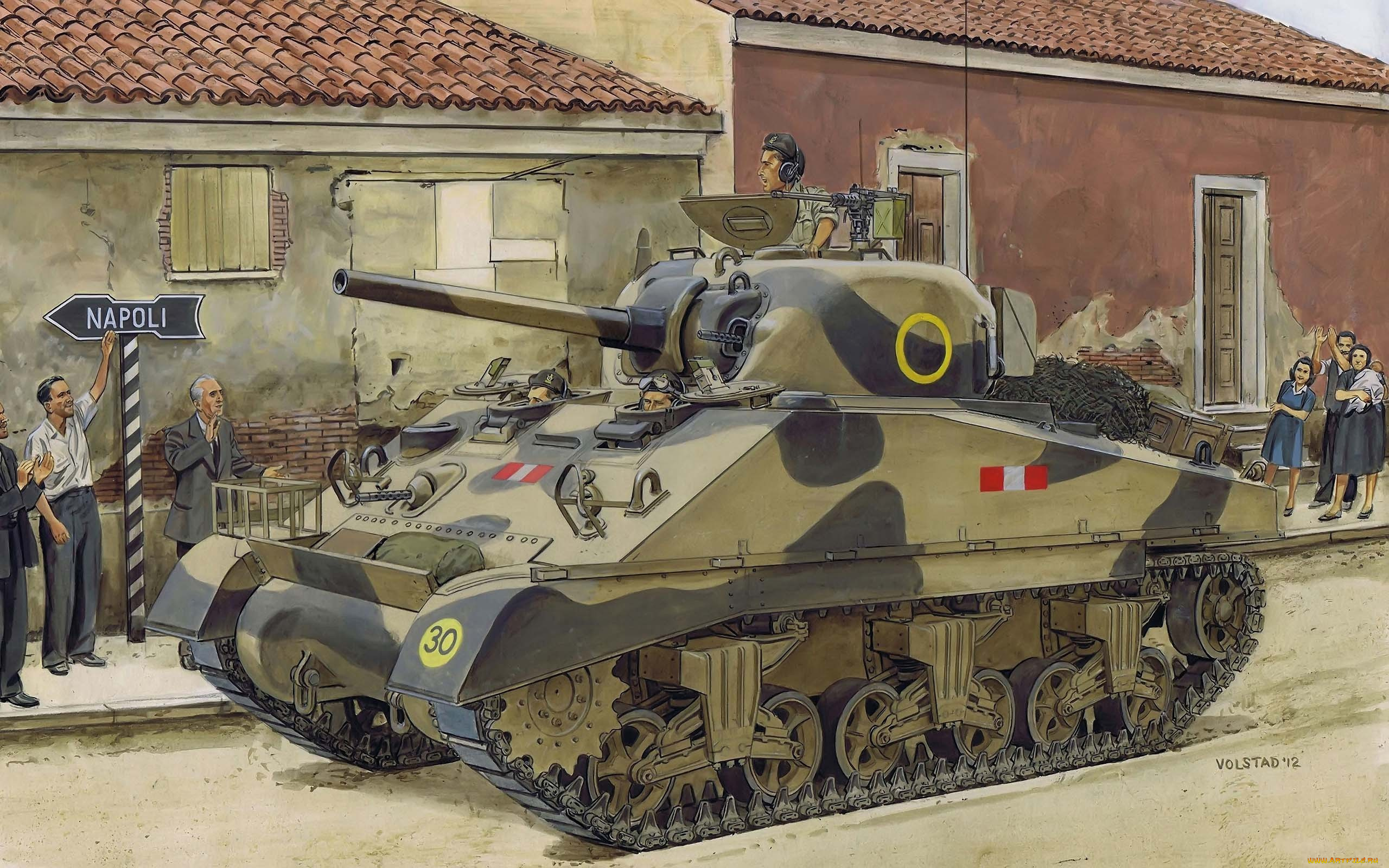 рисованные, армия, iii, sherman, британский, средний, танк