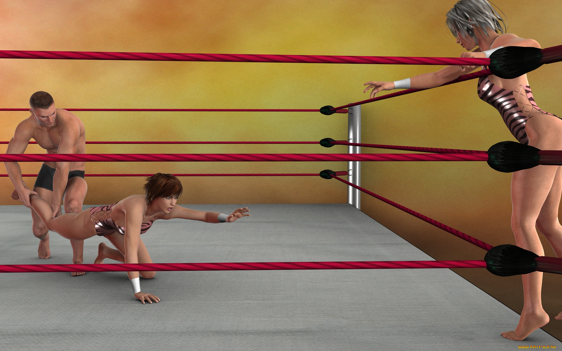 3д, графика, people, , люди, борьба, реслинг