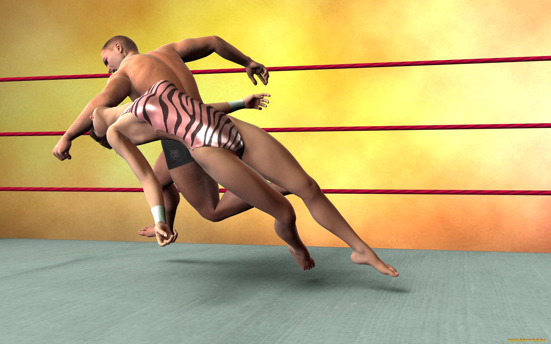 3д, графика, people, , люди, реслинг, борьба