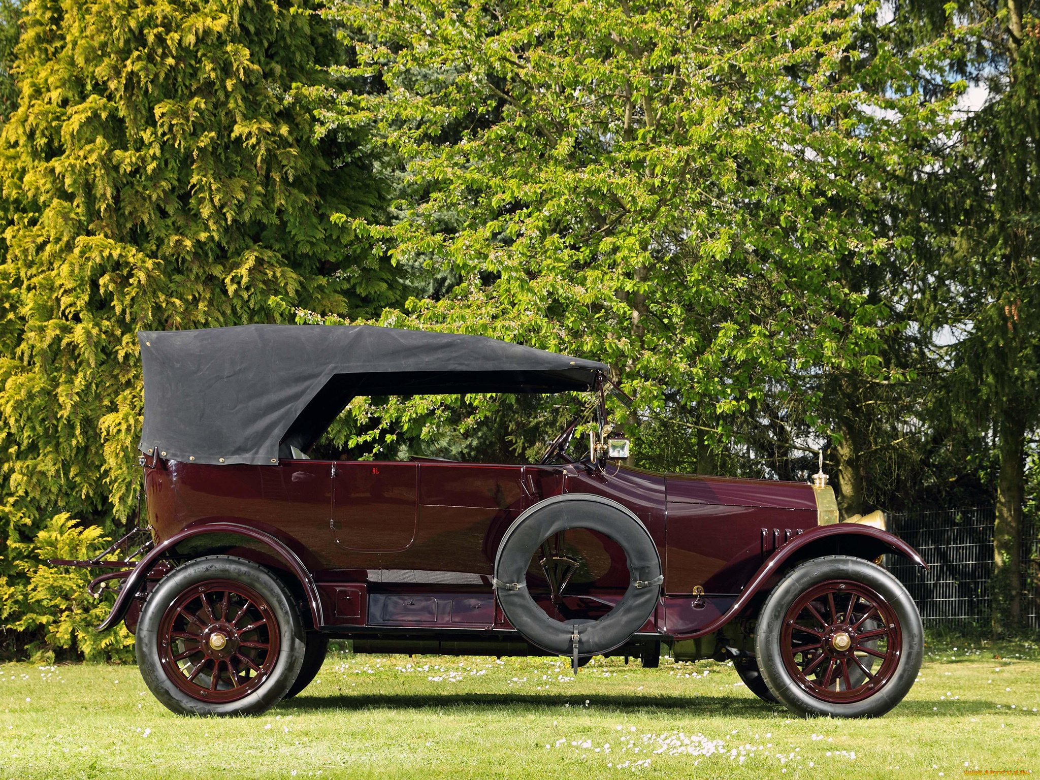 автомобили, классика, tourer, 1915, г, вишневый, open, siebensitzer, 22-50, mercedes