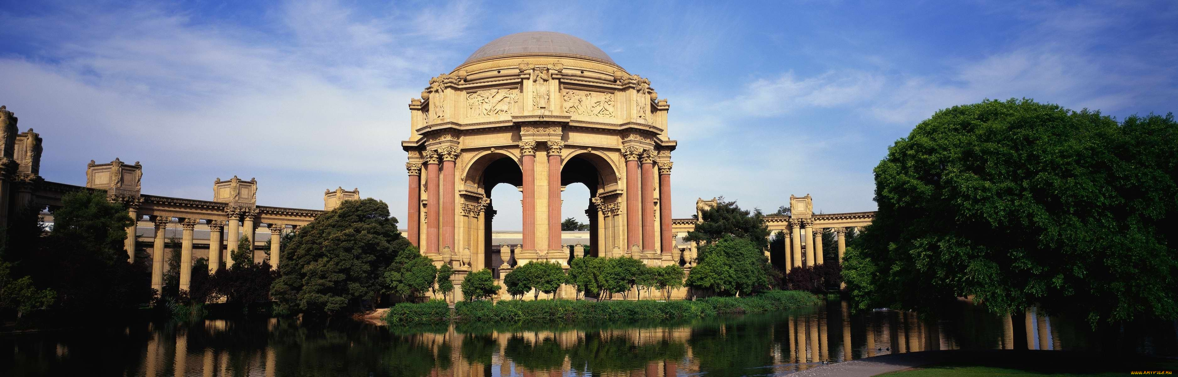 города, -, исторические, , архитектурные, памятники, ротонда, комплекс, озеро, парк, деревья, колонны, архитектура