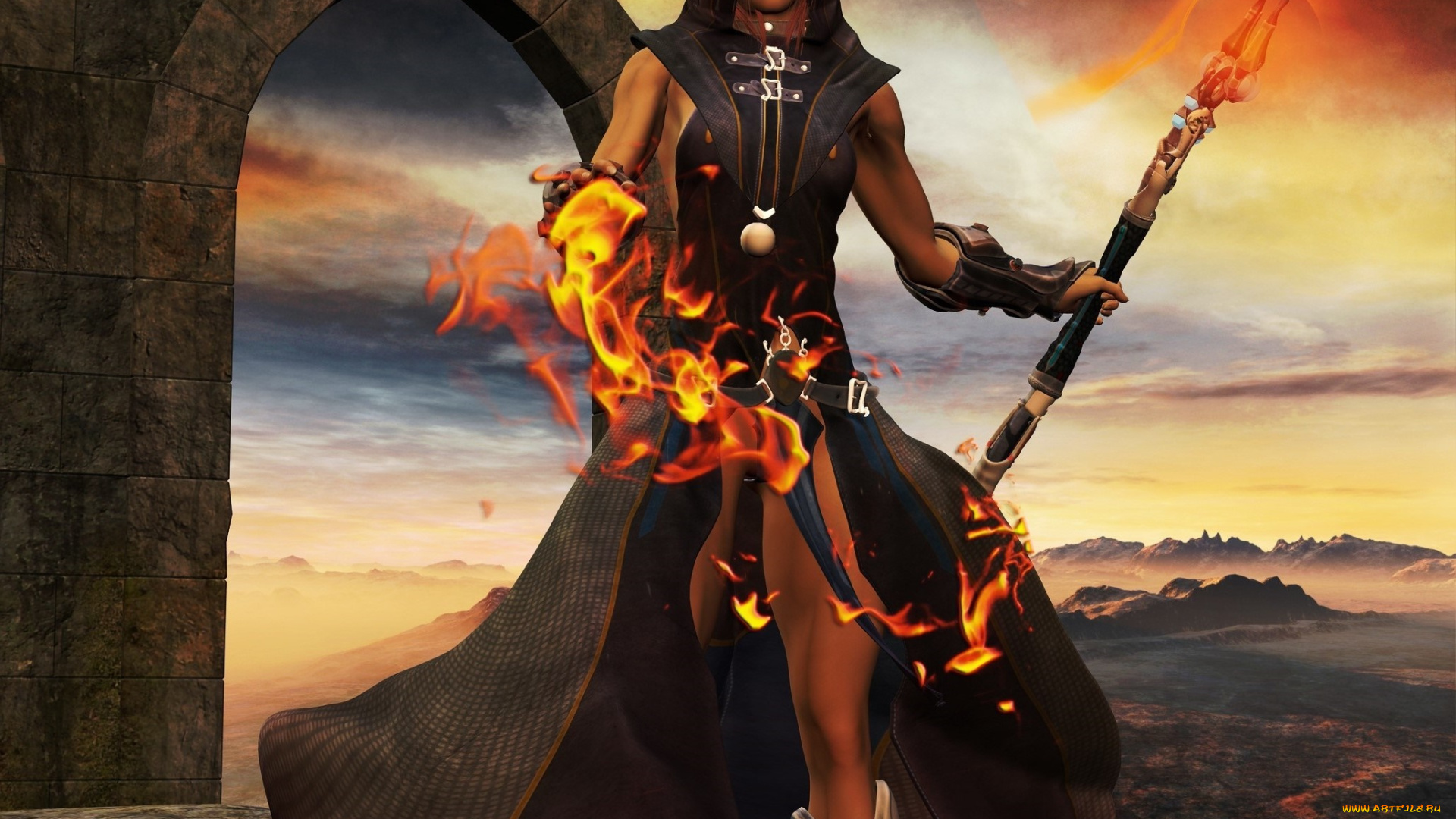 3д, графика, фантазия, , fantasy, взгляд, магия, фон, девушка