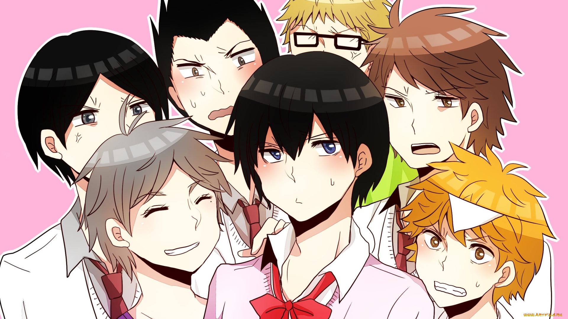 аниме, haikyuu, парени, арт, волейбол, команда