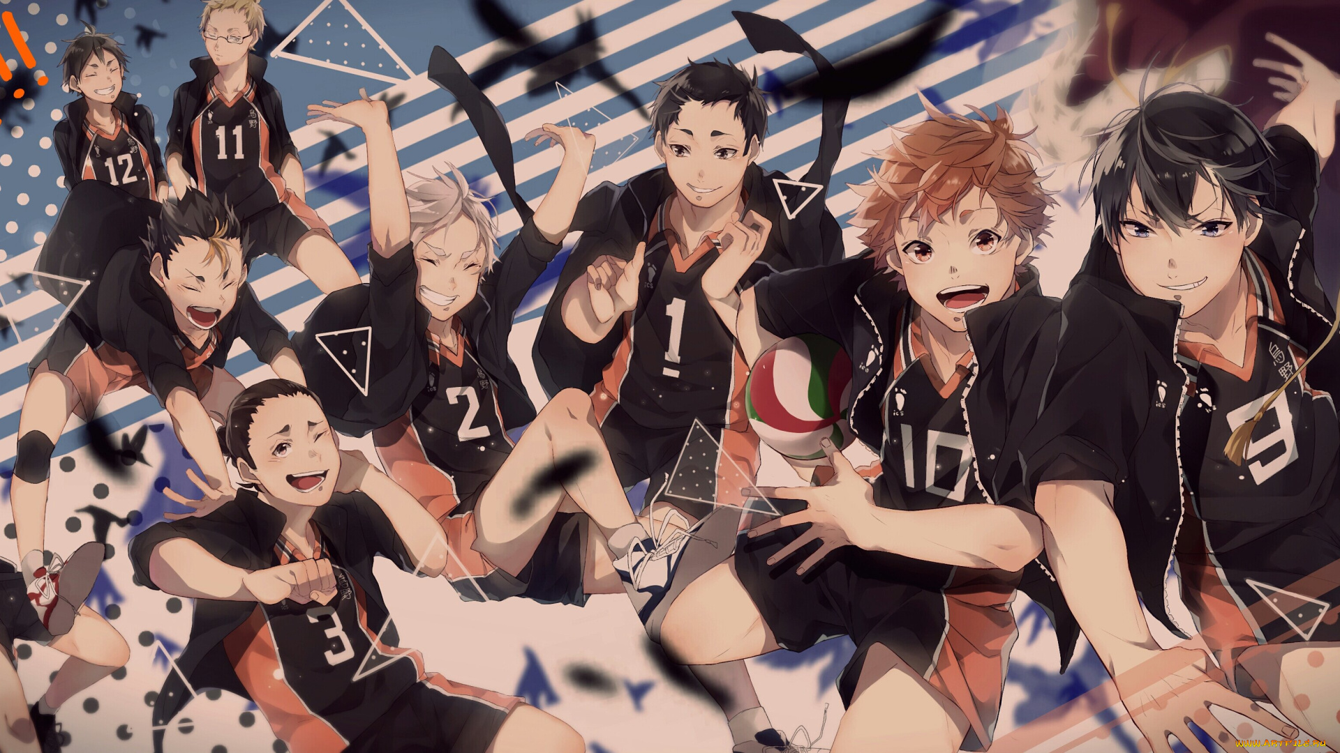 аниме, haikyuu, парени, команда, арт, волейбол