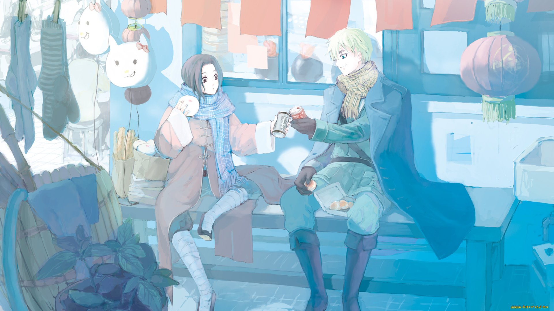 аниме, hetalia, , axis, powers, axis, powers, china, united, kingdom, pocket, fukuroko, арт, парни