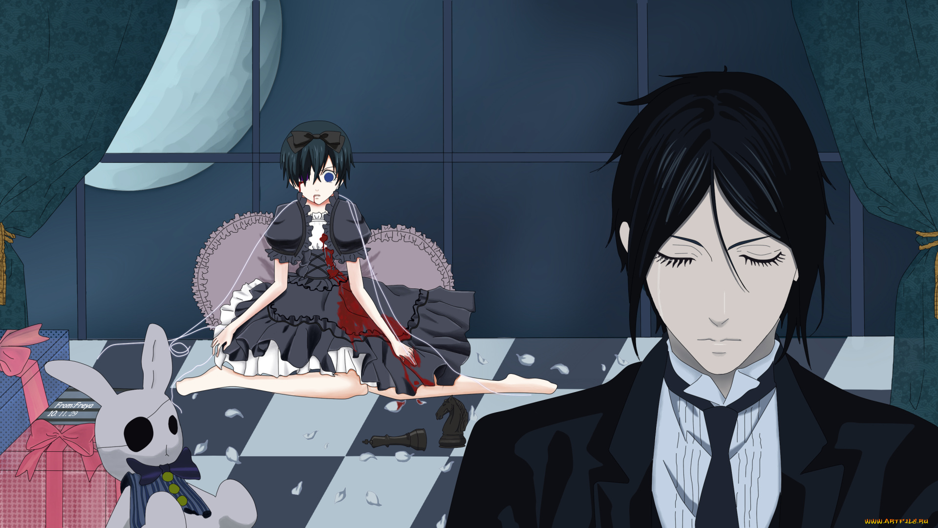 аниме, kuroshitsuji, себастьян, сиэль, тёмный, дворецкий