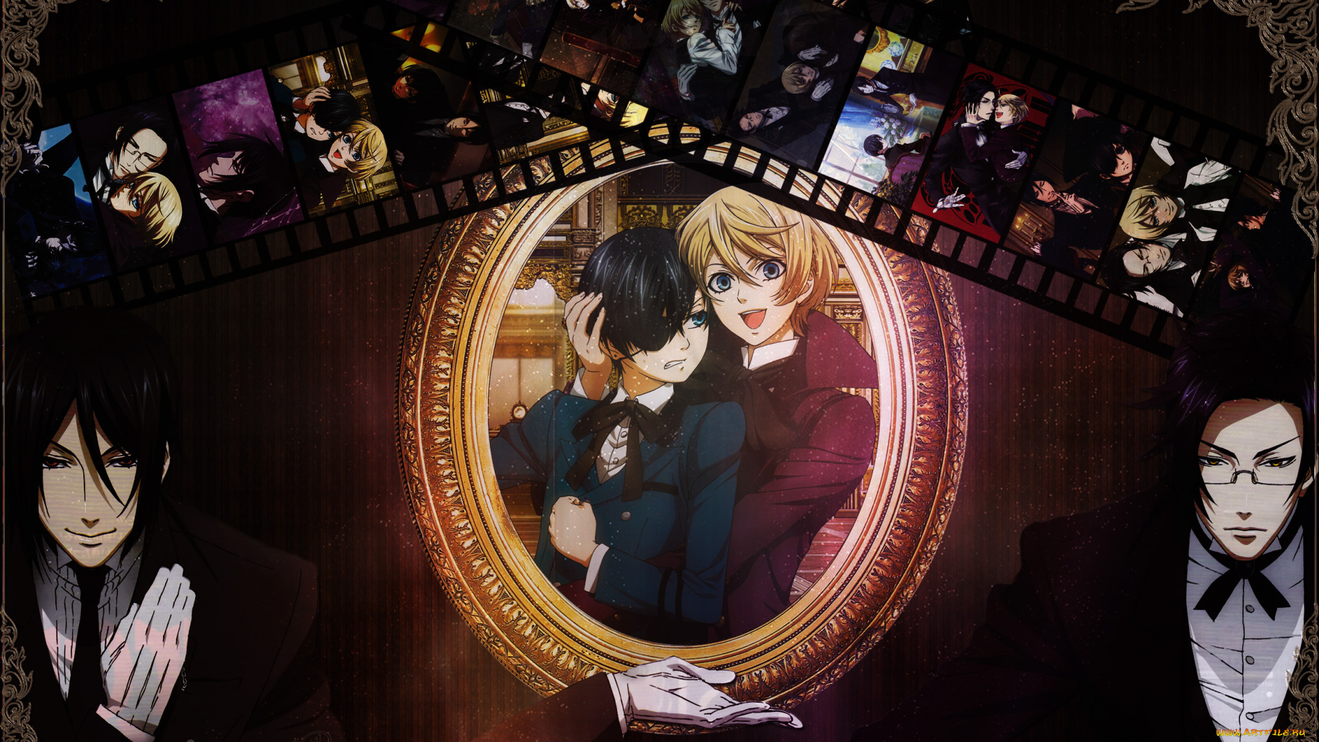 аниме, kuroshitsuji, сиель, клод, алоис, себастьян, тёмный, дворецкий