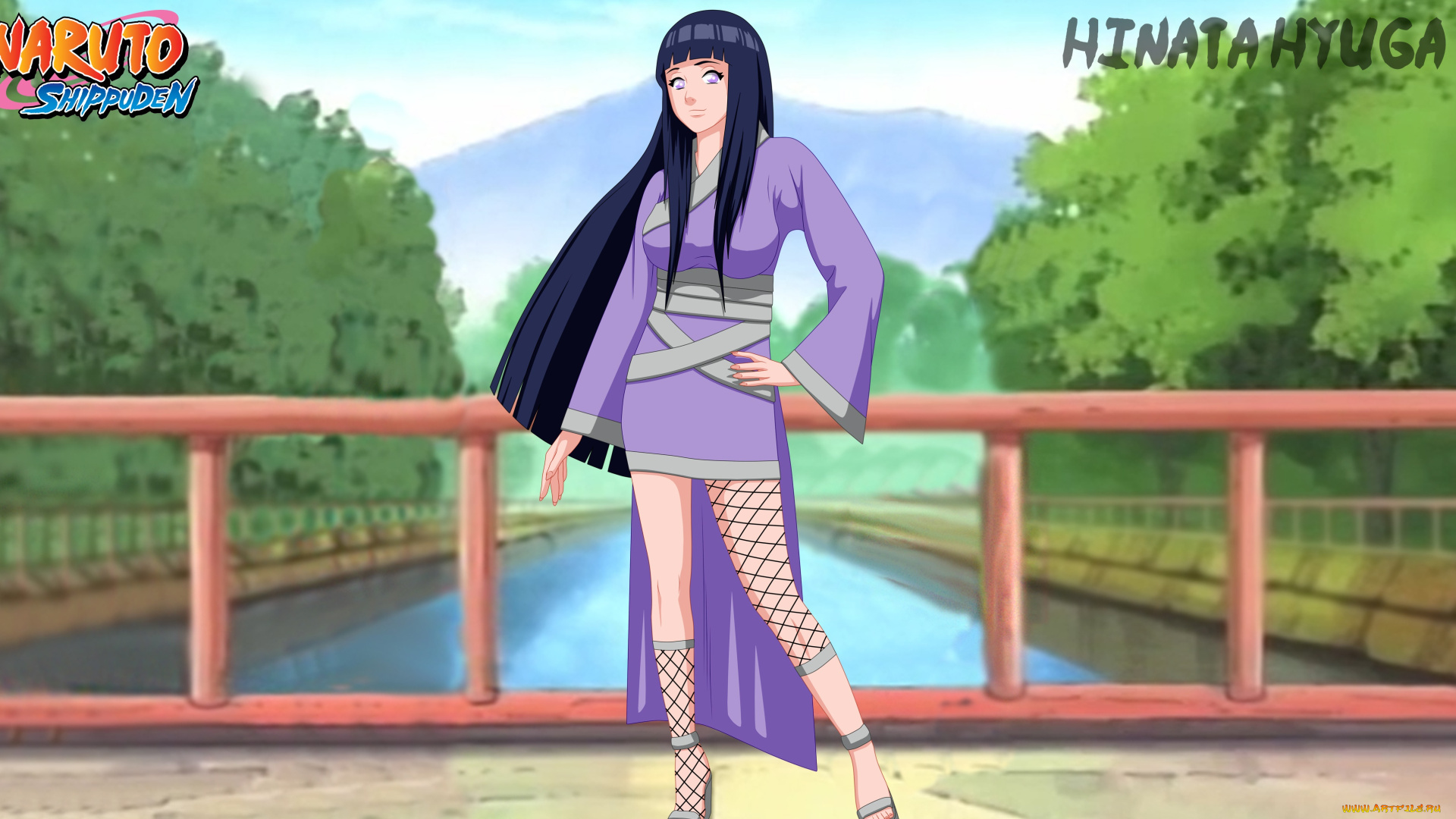 аниме, naruto, мост, фон, девушка, взгляд