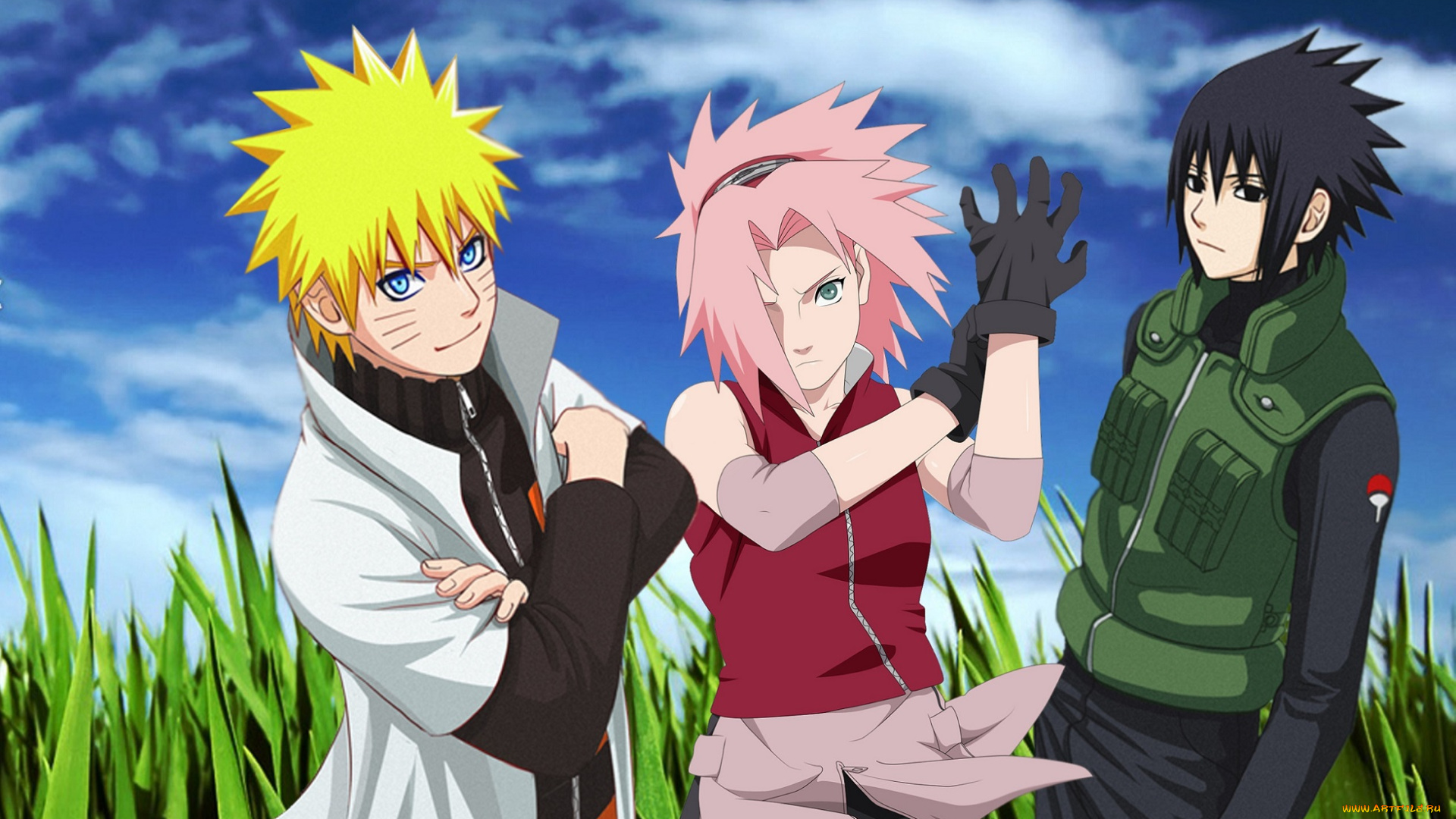 аниме, naruto, наруто, арт, саске, сакура