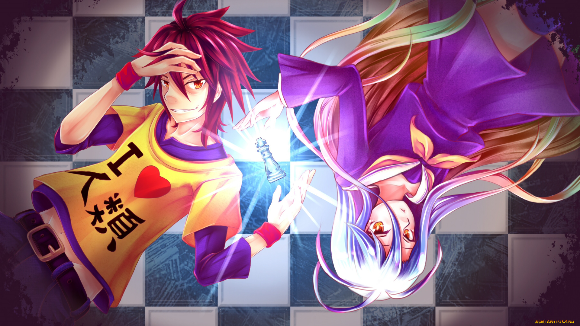 аниме, no, game, no, life, shiro, no, game, life, sora, cililion, арт, мальчик, девочка