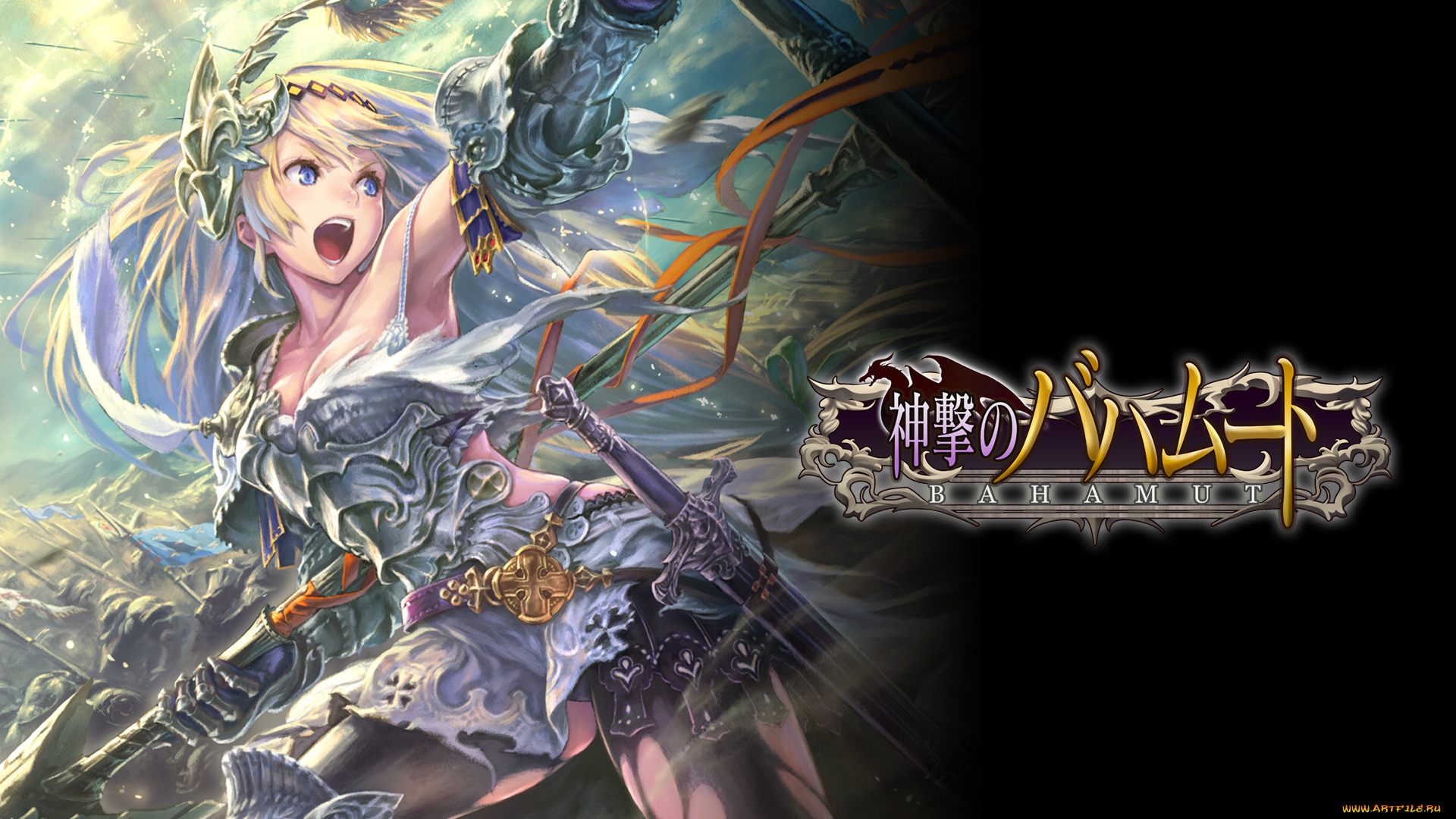 аниме, shingeki, no, bahamut, арт, девушка, оружие, эпоха, смут