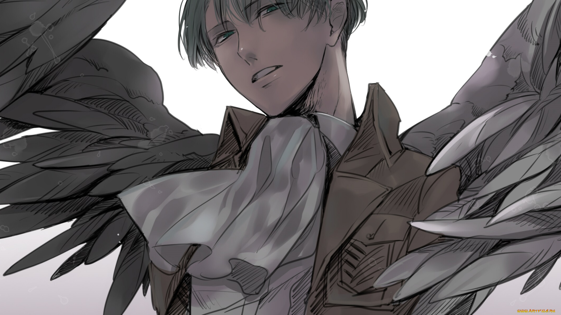 аниме, shingeki, no, kyojin, фон, арт, агнел, атака, титанов, леви