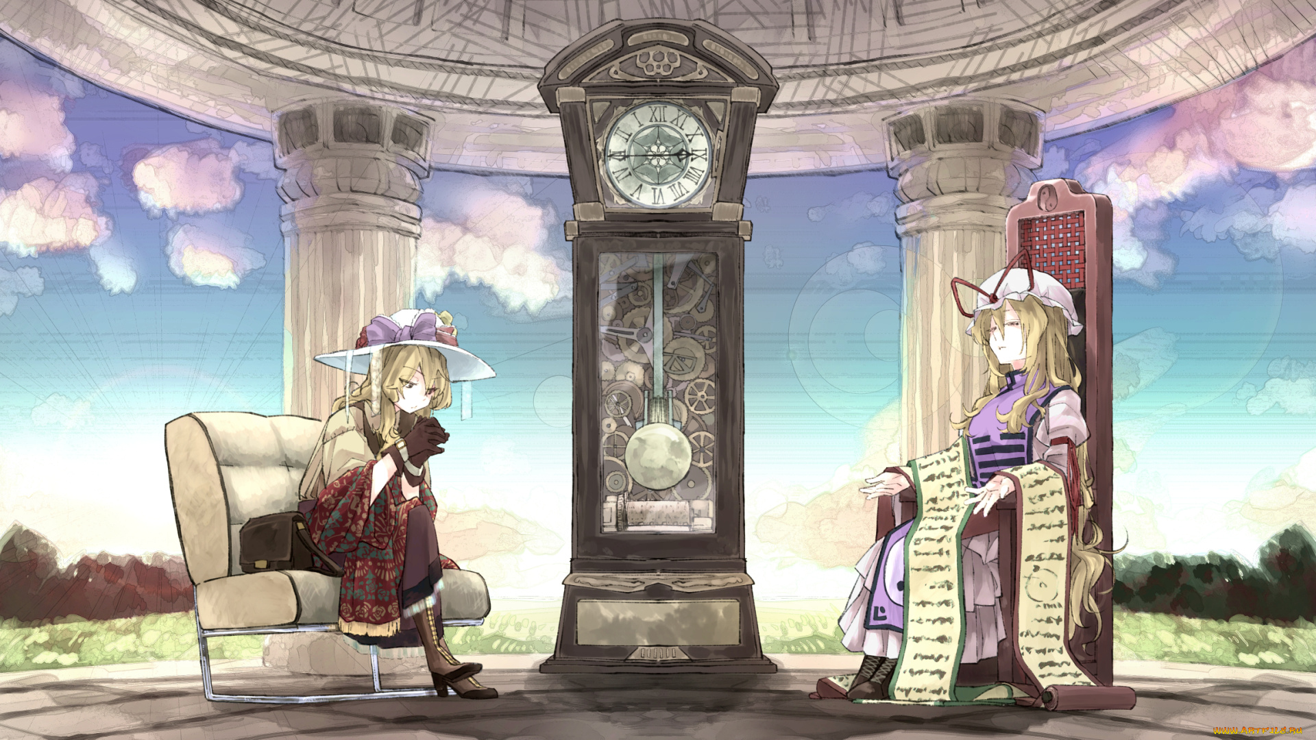 аниме, touhou, maribel, han, yakumo, yukari, арт, девушки, katabiratobari