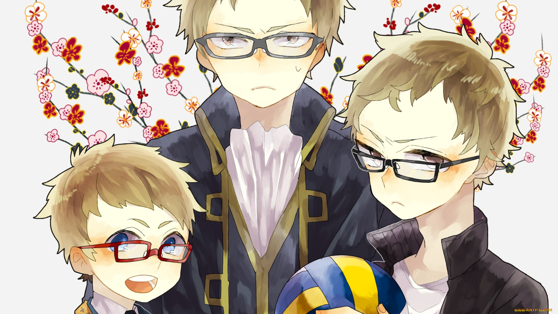 аниме, unknown, , другое, мальчики, арт, очки