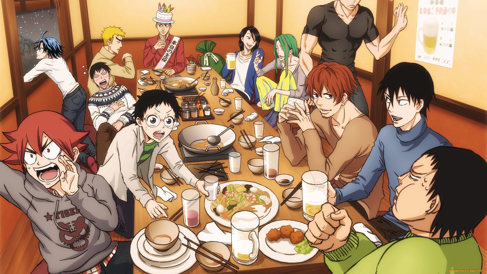 аниме, yowamushi, pedal, фон, парни, группа