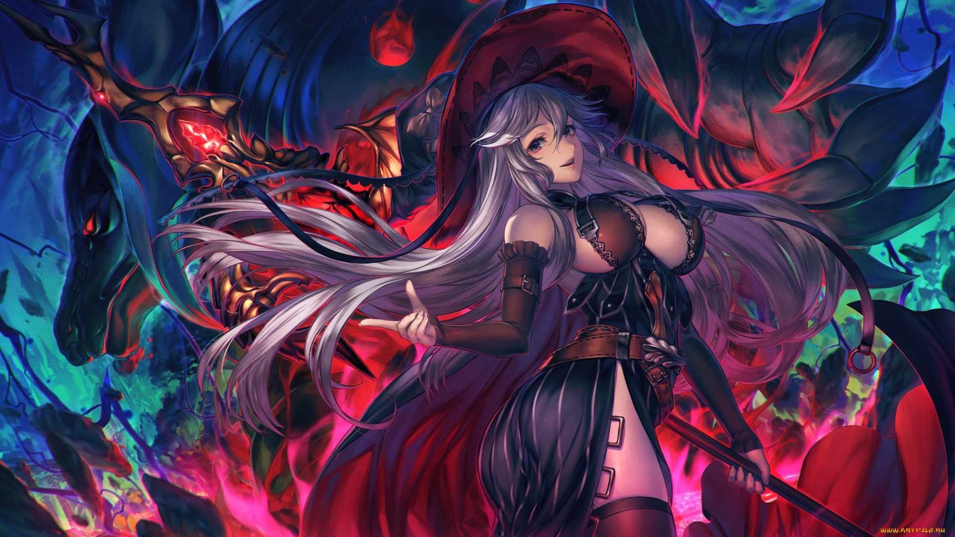 аниме, животные, , существа, арт, simosi, granblue, fantasy, magisa, девушка