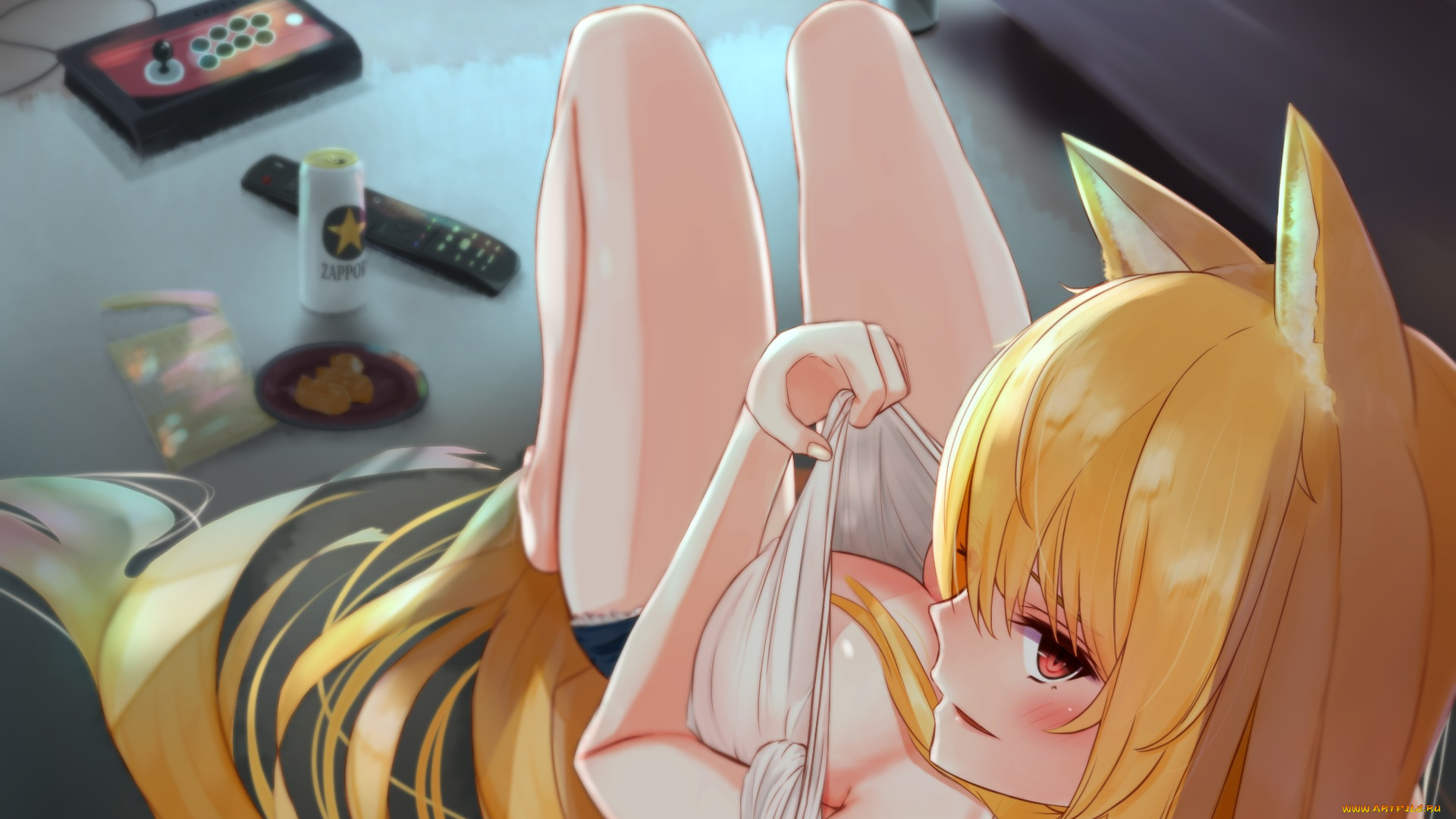 аниме, животные, , существа, kamome, donburi, арт, девушка, ушки