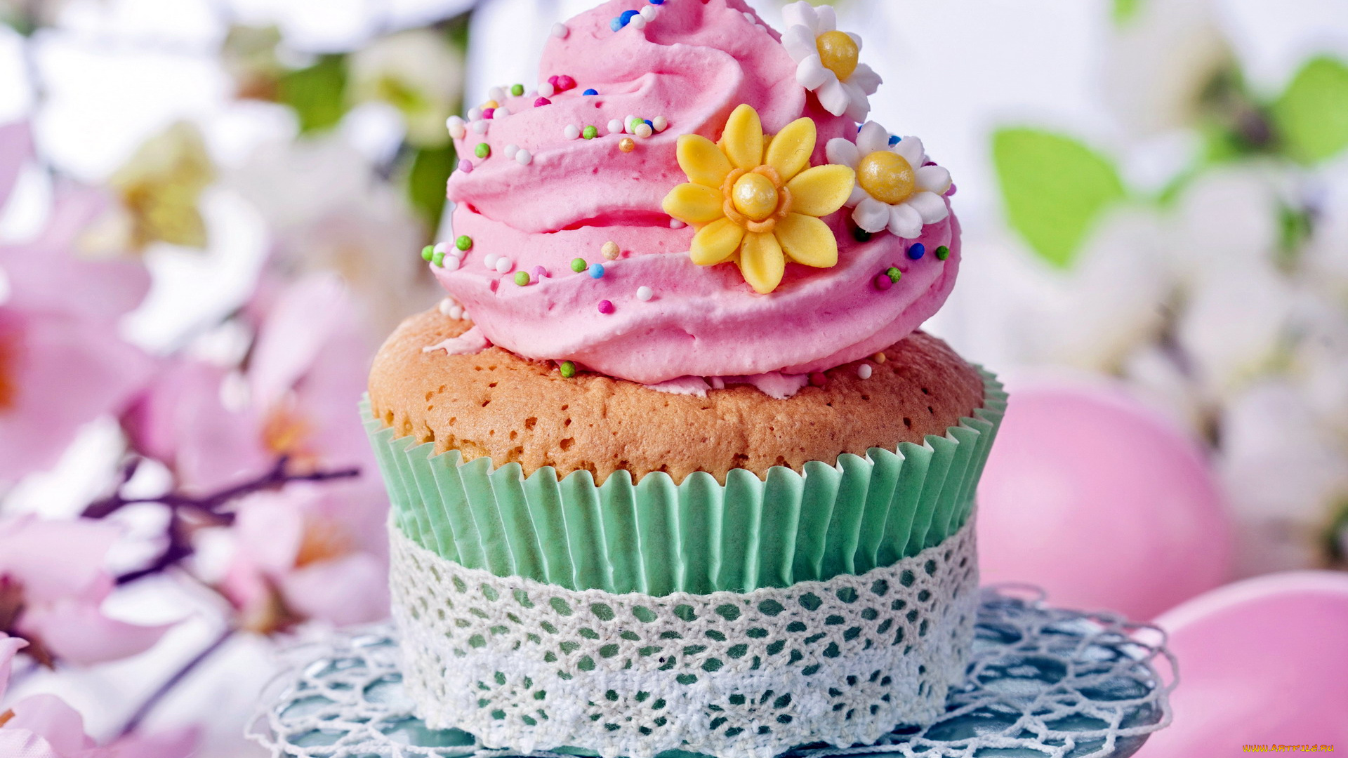 еда, пирожные, , кексы, , печенье, цветок, крем, кекс